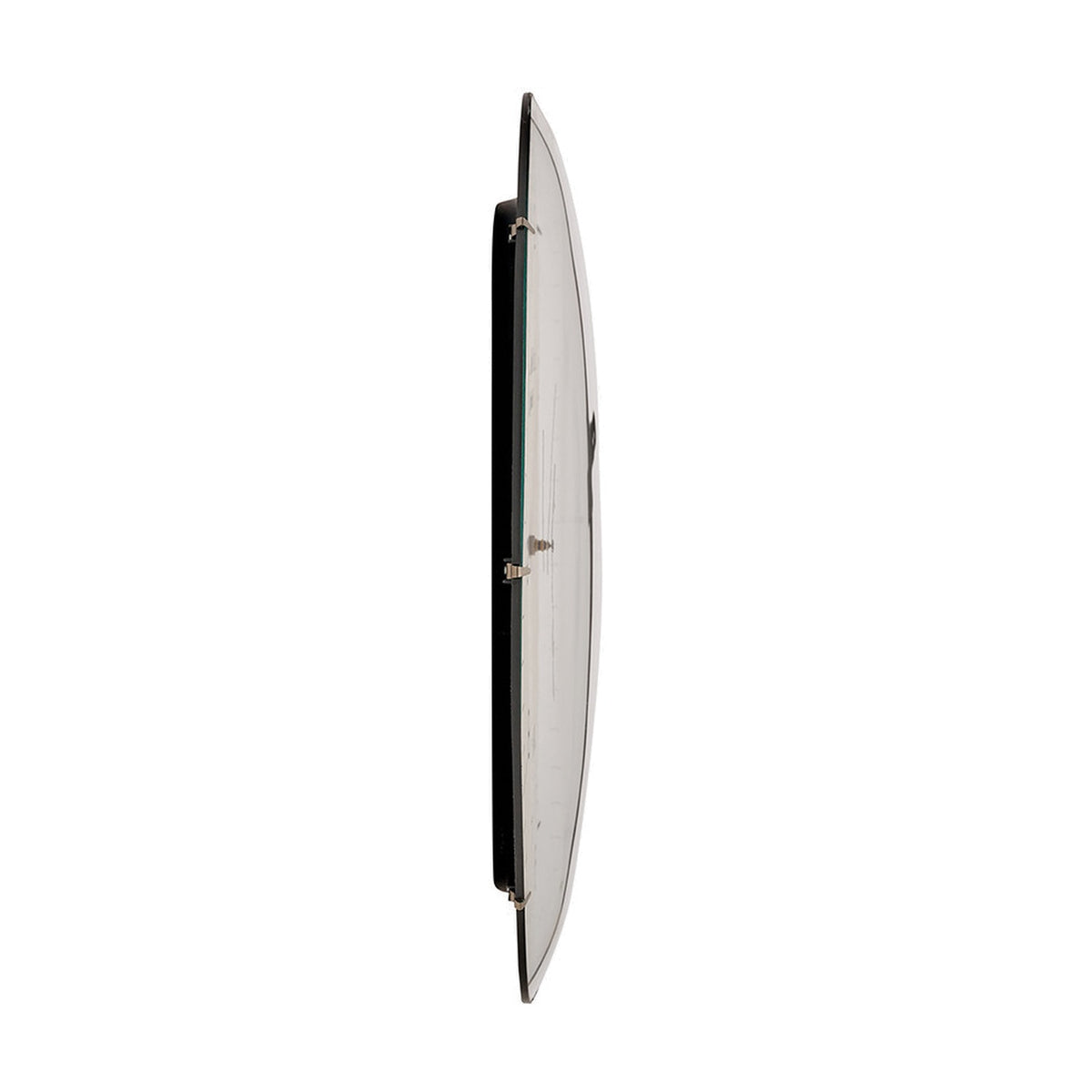 Side profile of the 50cm Beige & Black Dome Glass Wall Clock, showing its curved convex glass face and black frame edge against a plain white background.