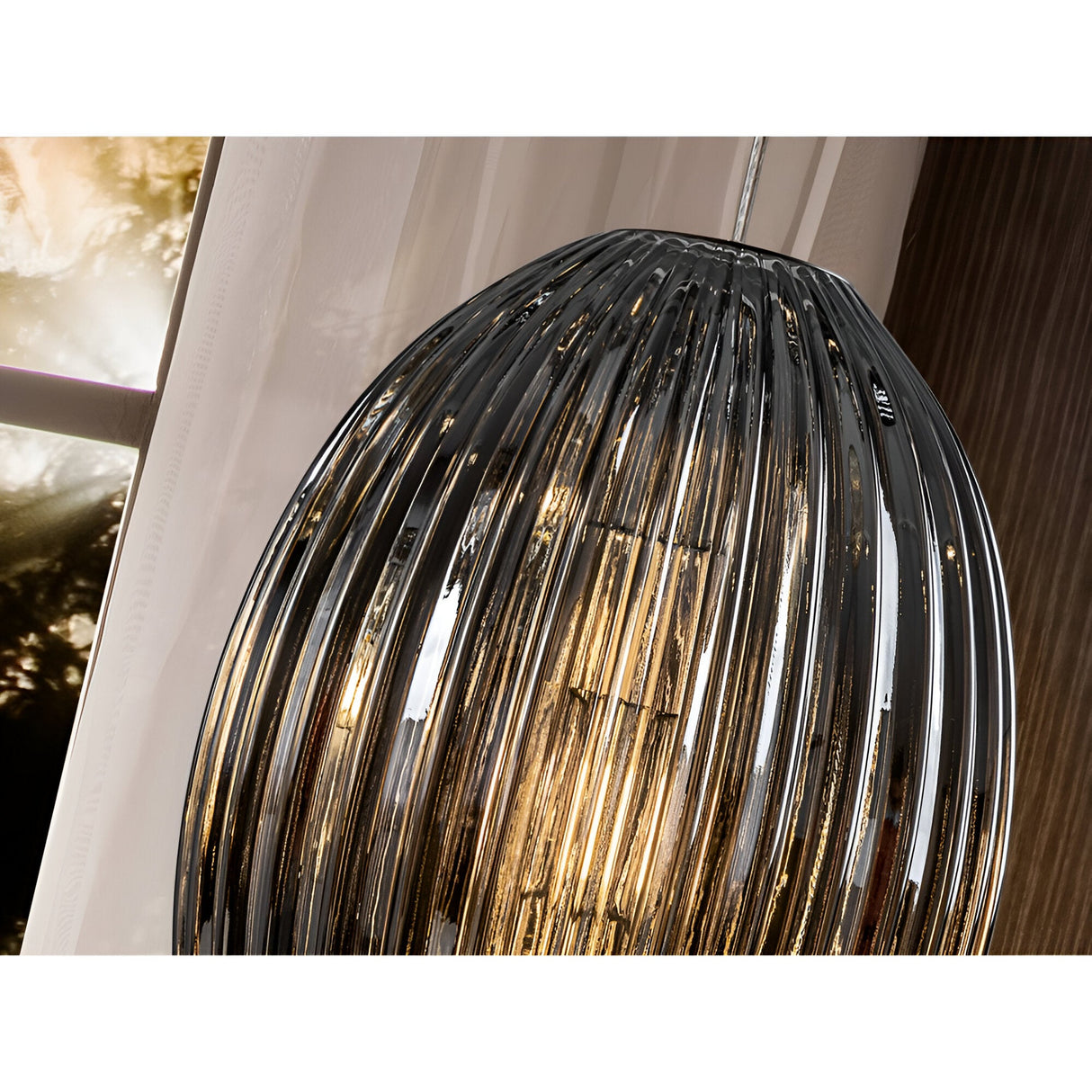 Ovila Large 1 Light Glass Pendant - Smoked Black