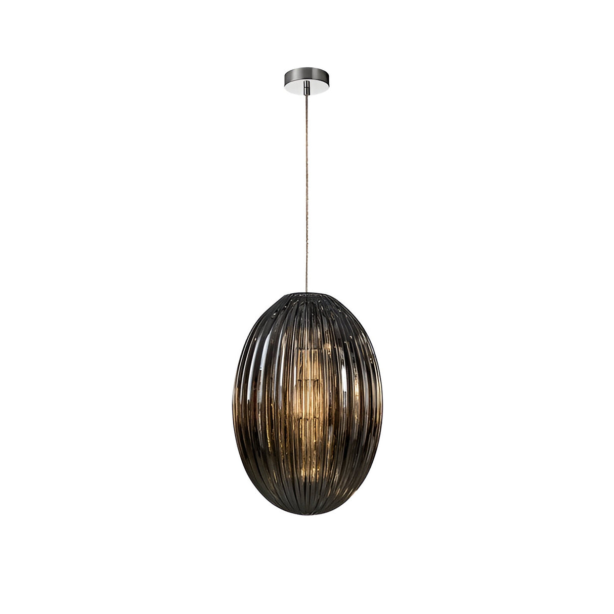 Ovila Large 1 Light Glass Pendant - Smoked Black