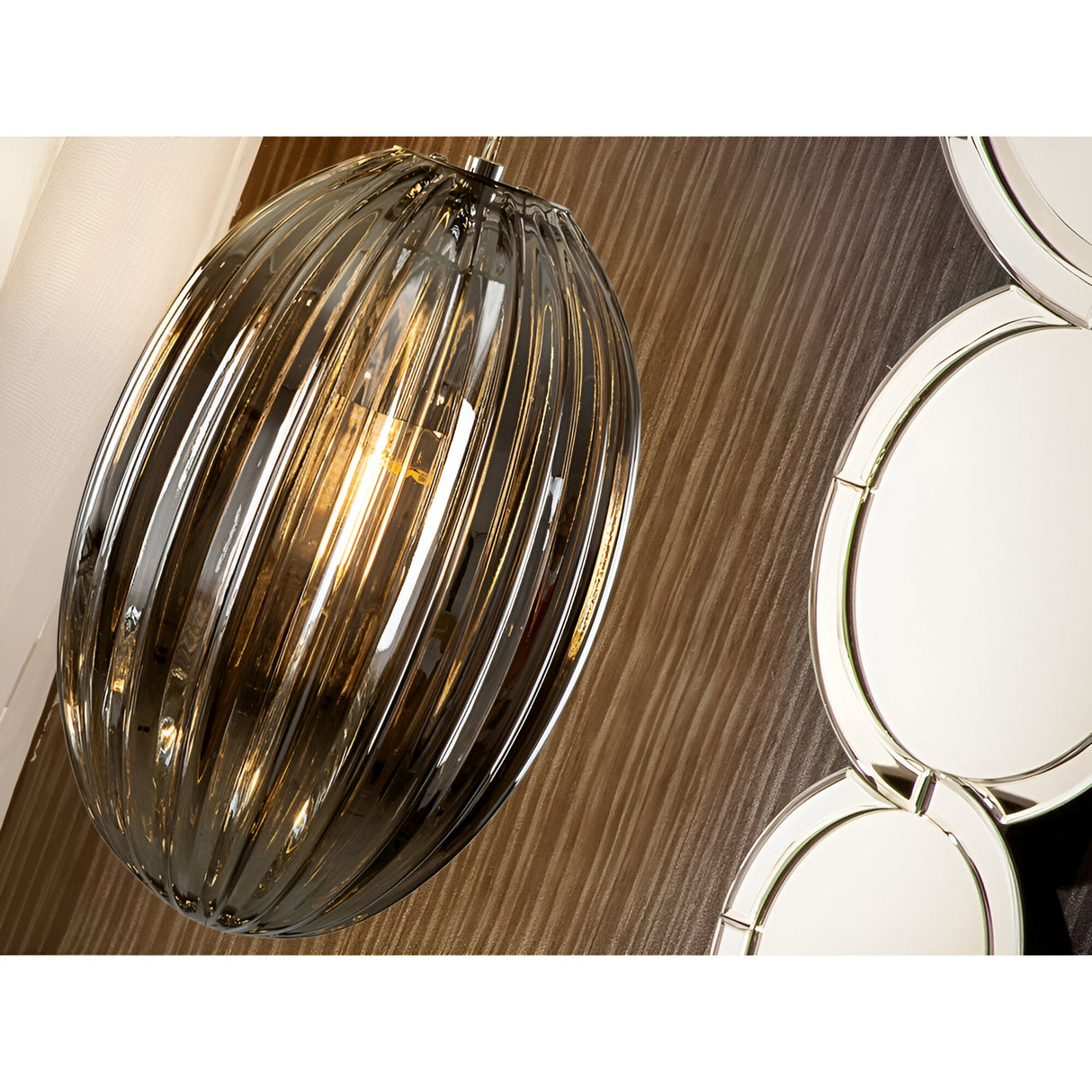 Ovila Small 1 Light Glass Pendant - Smoked Black