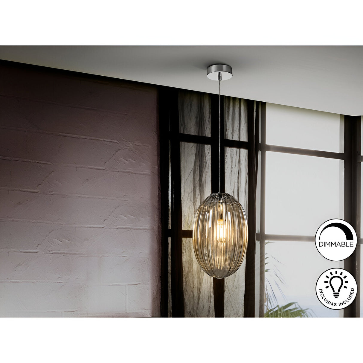 Ovila Small 1 Light Glass Pendant - Cognac