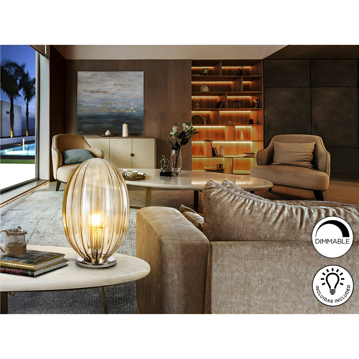 Ovila Glass Table Lamp - Gold