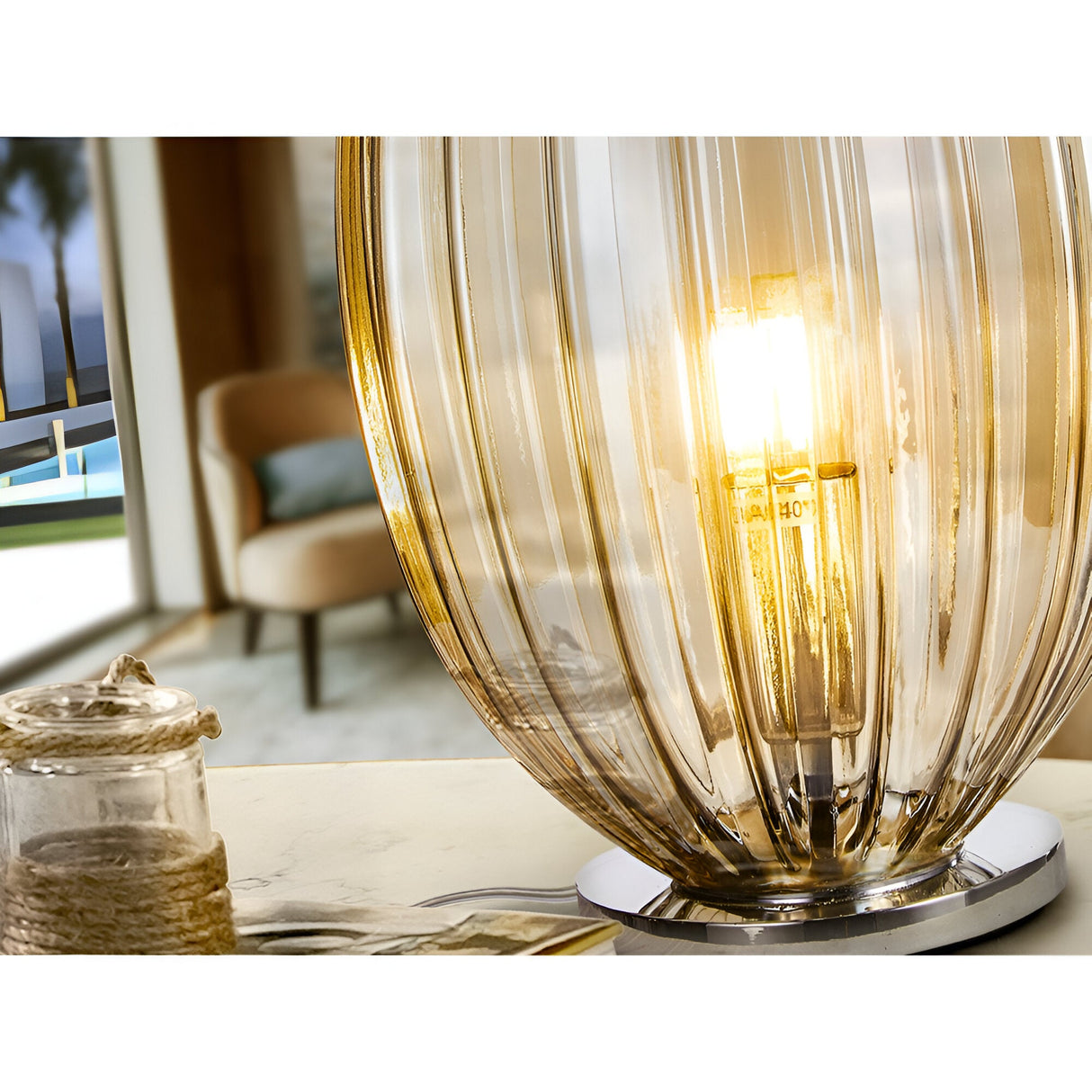 Ovila Glass Table Lamp - Gold