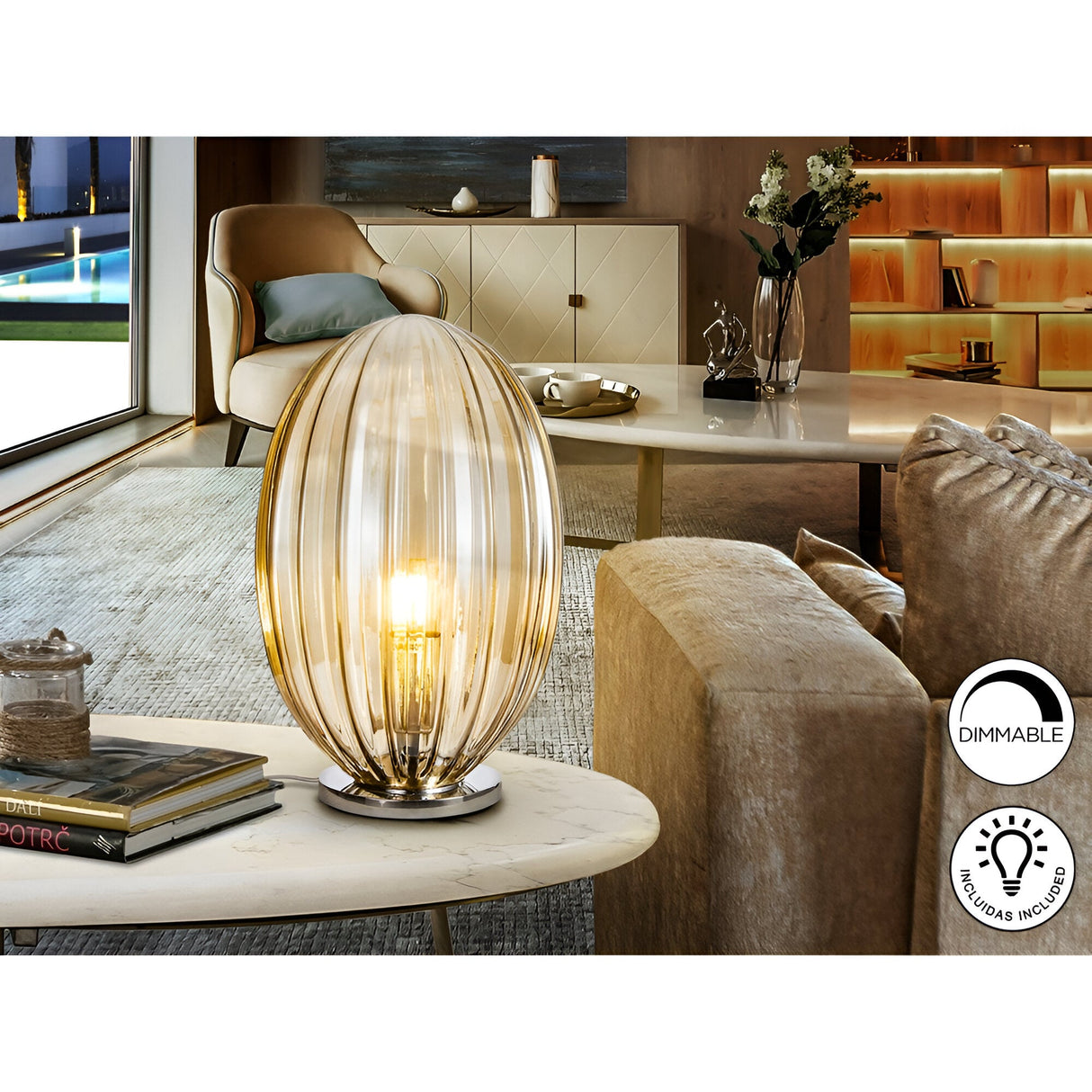 Ovila Glass Table Lamp - Gold