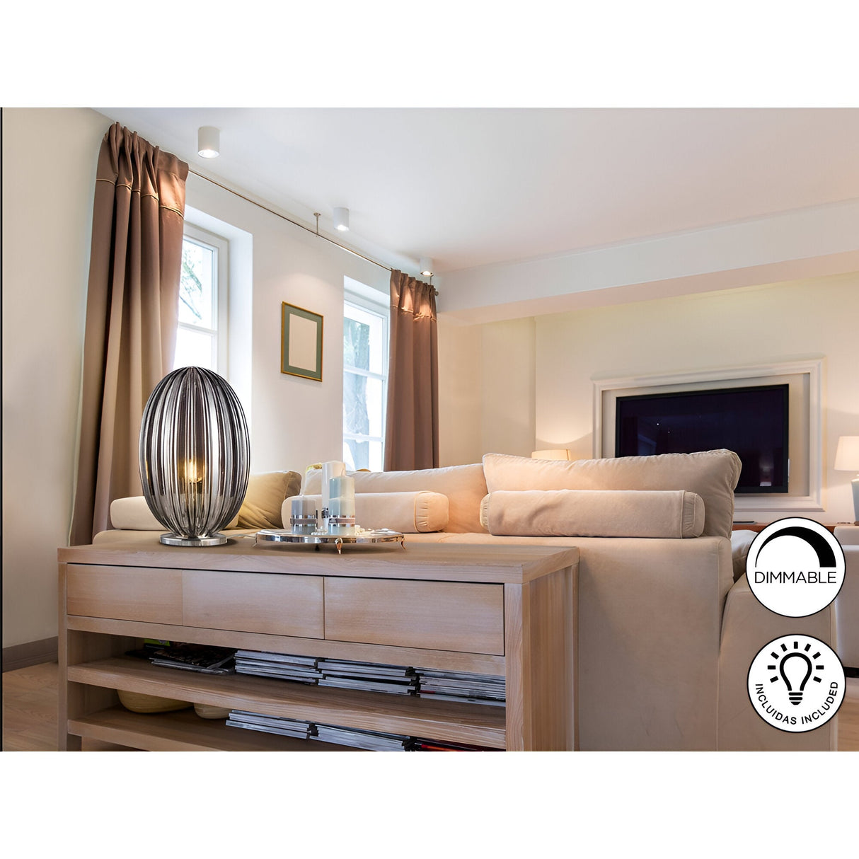 Ovila Glass Table Lamp - Smoke Black