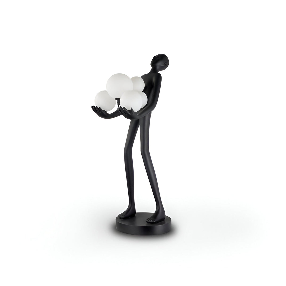 La Carga Black Sculpture With LED Opal Sphere Lights - 82cm