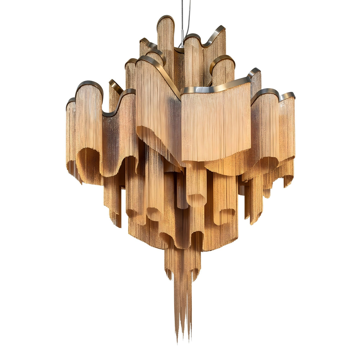 Valora 19 Light Metal Chain Veil Chandelier - Champagne