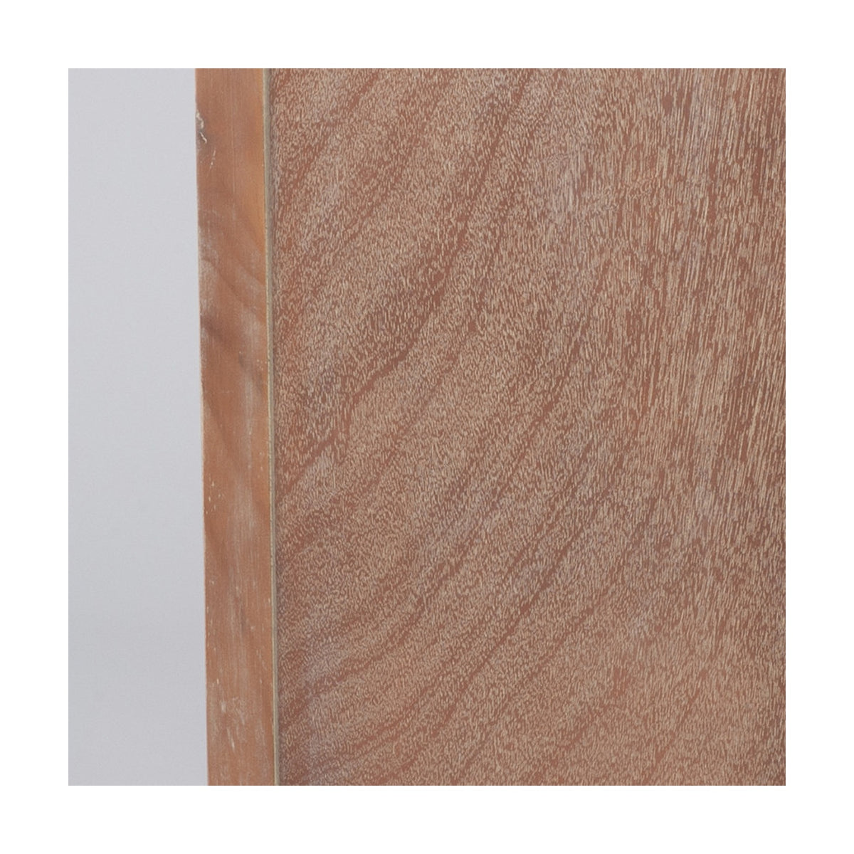 Close-up of pine wood grain and edge detail on the Loft Blue Multicoloured 4 Drawer Unit, showing natural timber texture against a plain grey background.