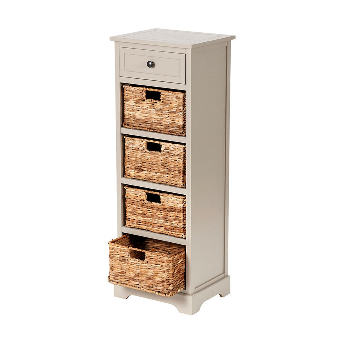 Devonshire Putty Pine 1 Drawer 4 Basket Tall Shelving Unit - 113cm