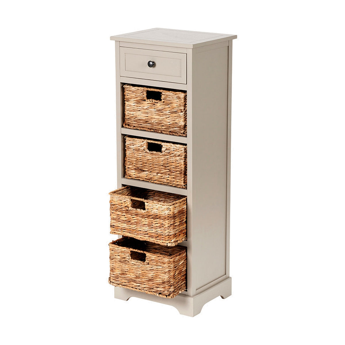 Devonshire Putty Pine 1 Drawer 4 Basket Tall Shelving Unit - 113cm