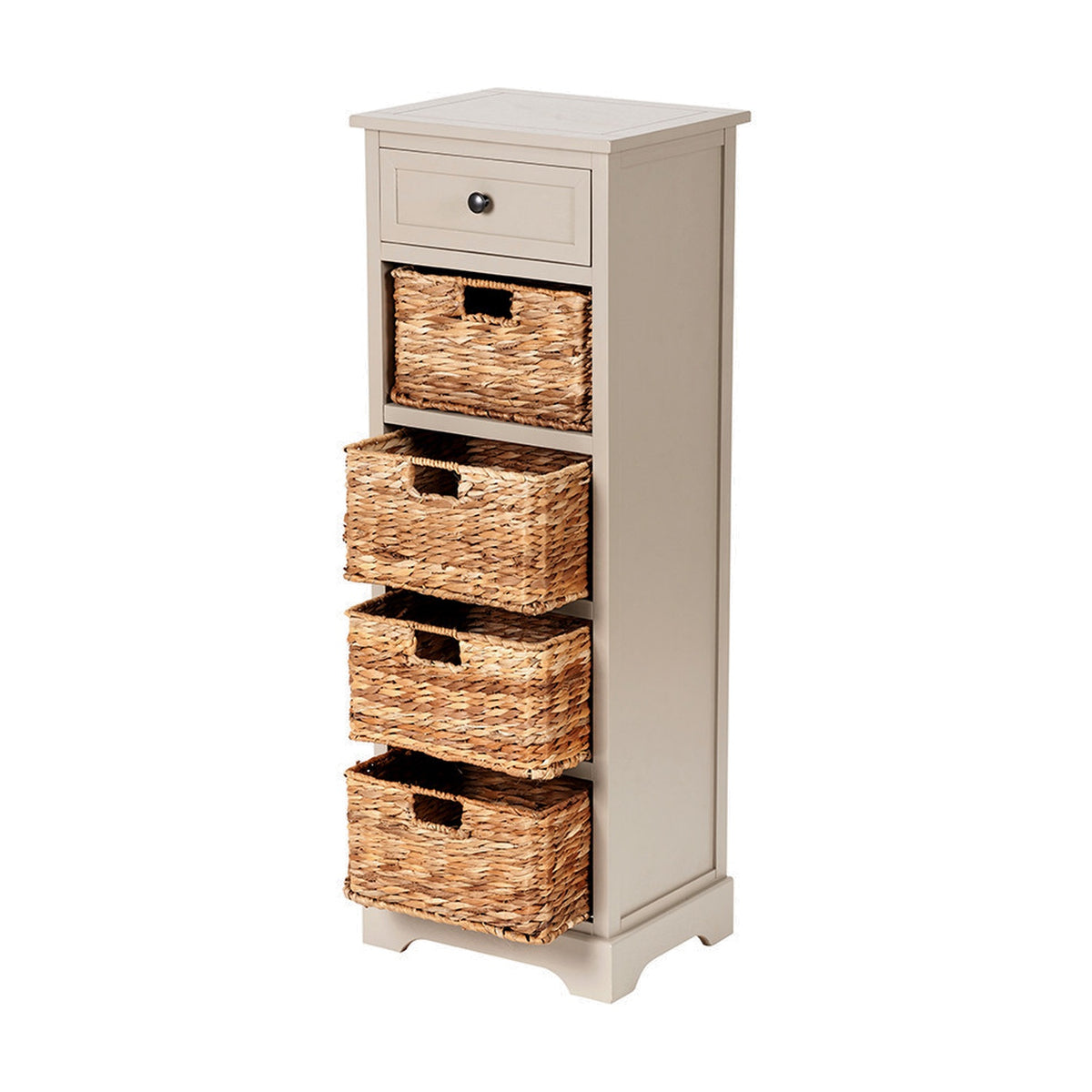 Devonshire Putty Pine 1 Drawer 4 Basket Tall Shelving Unit - 113cm