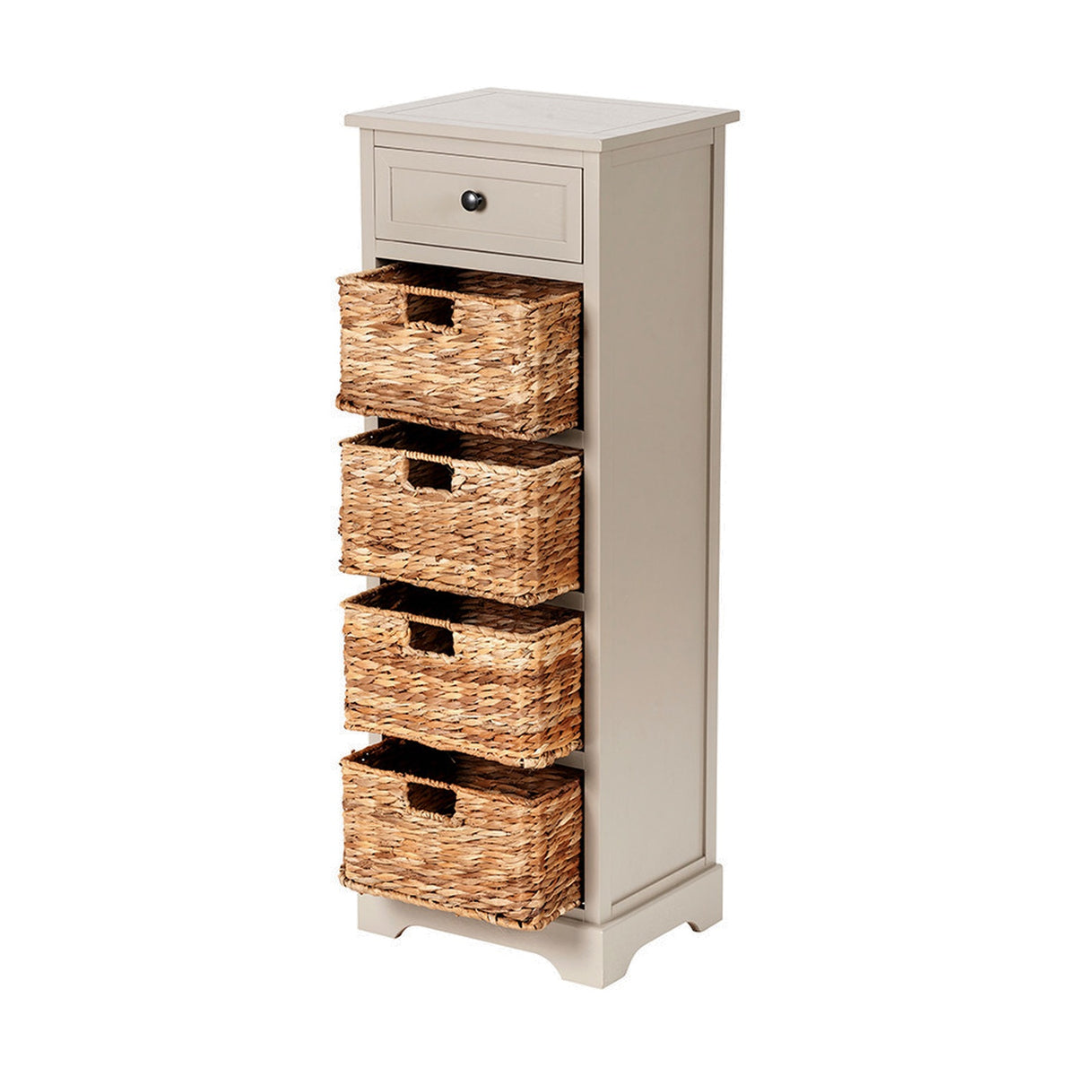 Devonshire Putty Pine 1 Drawer 4 Basket Tall Shelving Unit - 113cm