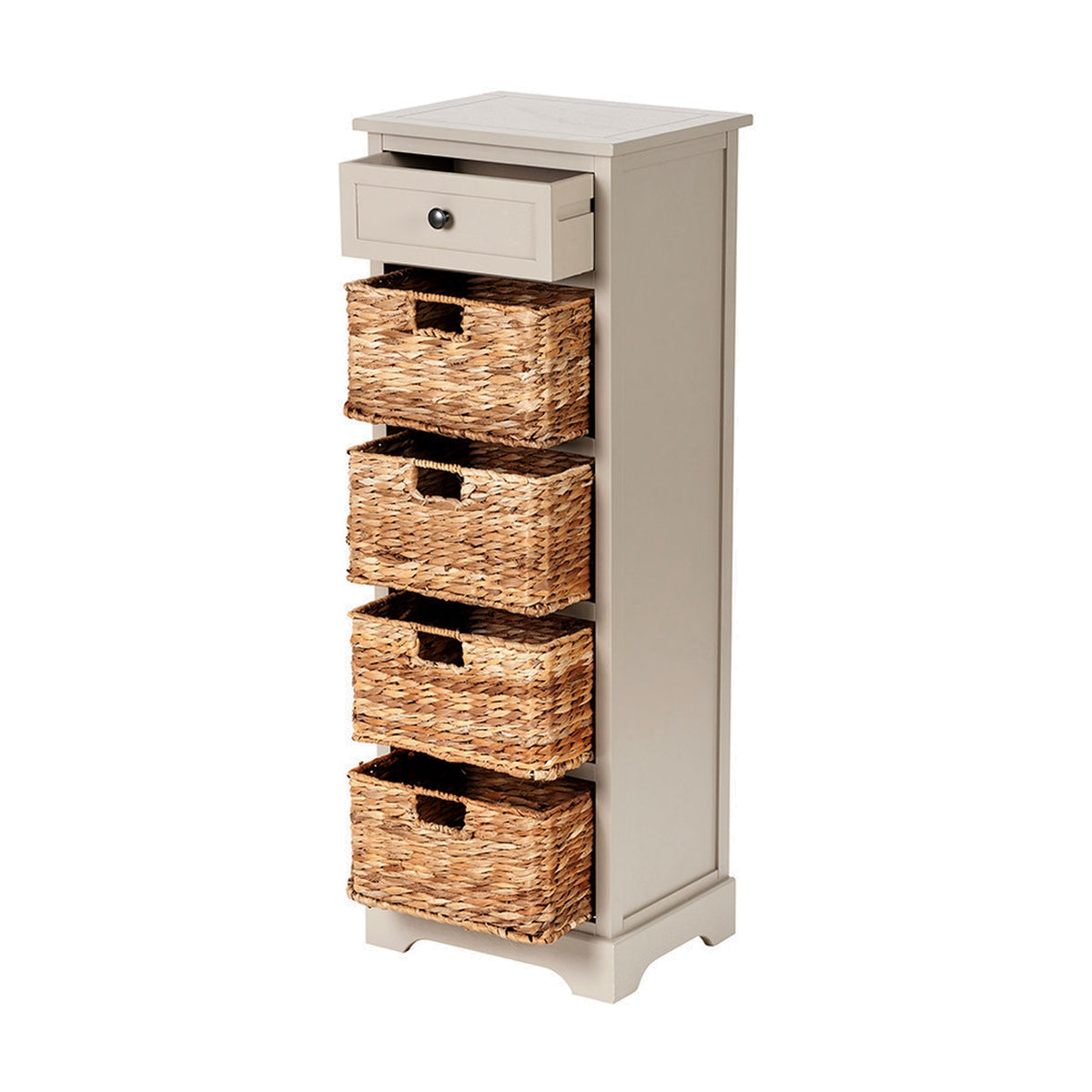 Devonshire Putty Pine 1 Drawer 4 Basket Tall Shelving Unit - 113cm