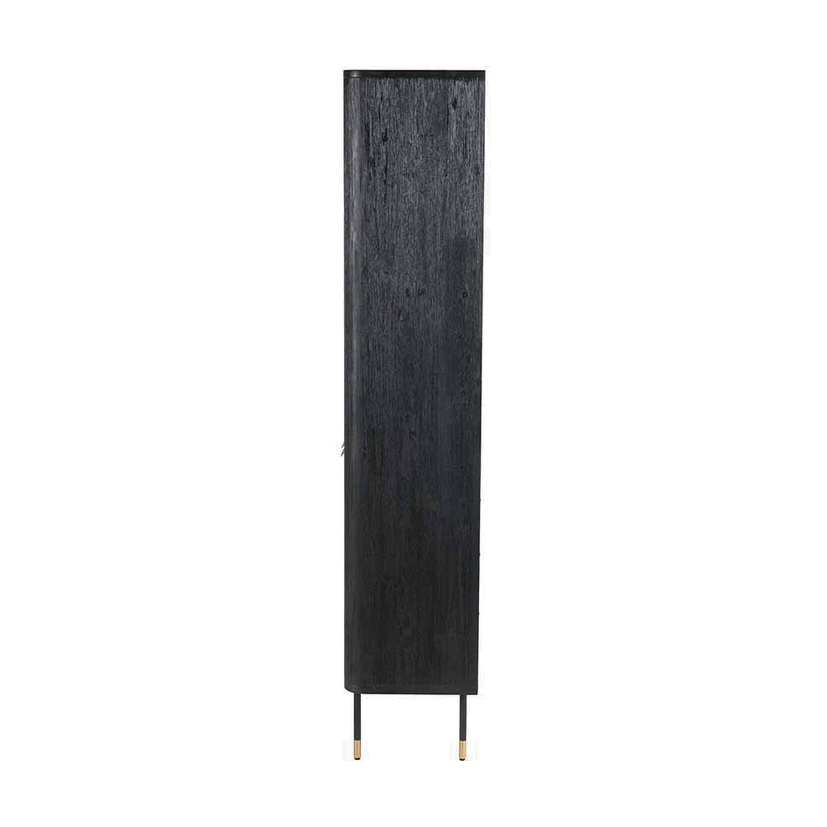 Fiji Black Acacia & Rattan 2 Door 6 Niche Shelf Shelving Unit - 180cm