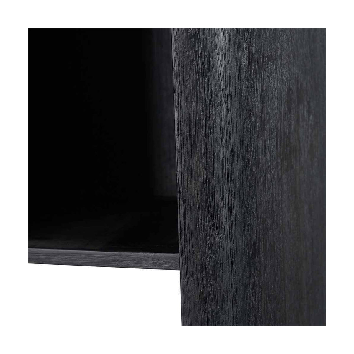 Fiji Black Acacia & Rattan 2 Door 6 Niche Shelf Shelving Unit - 180cm