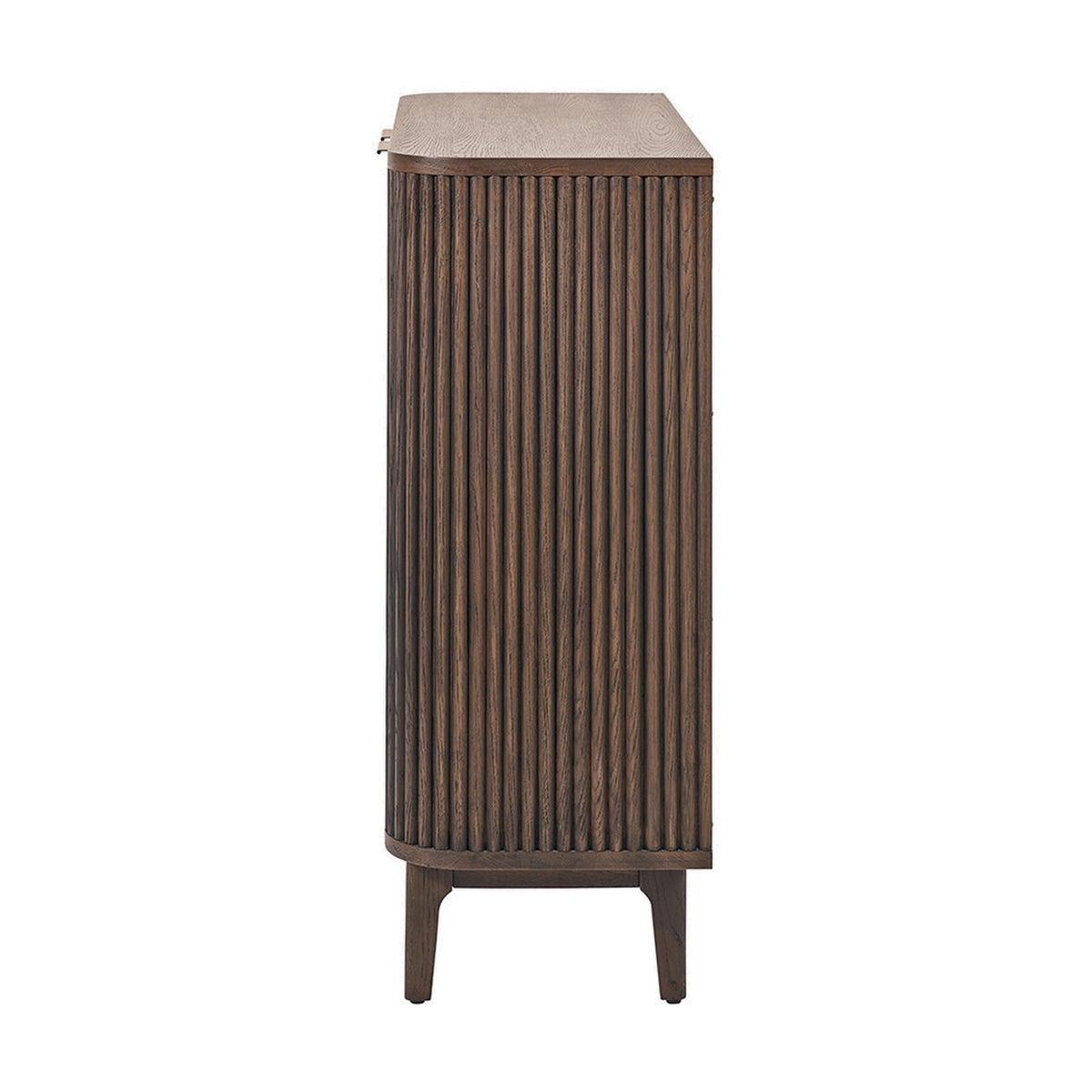 Raie Dark Brown Ribbed Oak & Pine 2 Door Bar Cabinet - 100cm