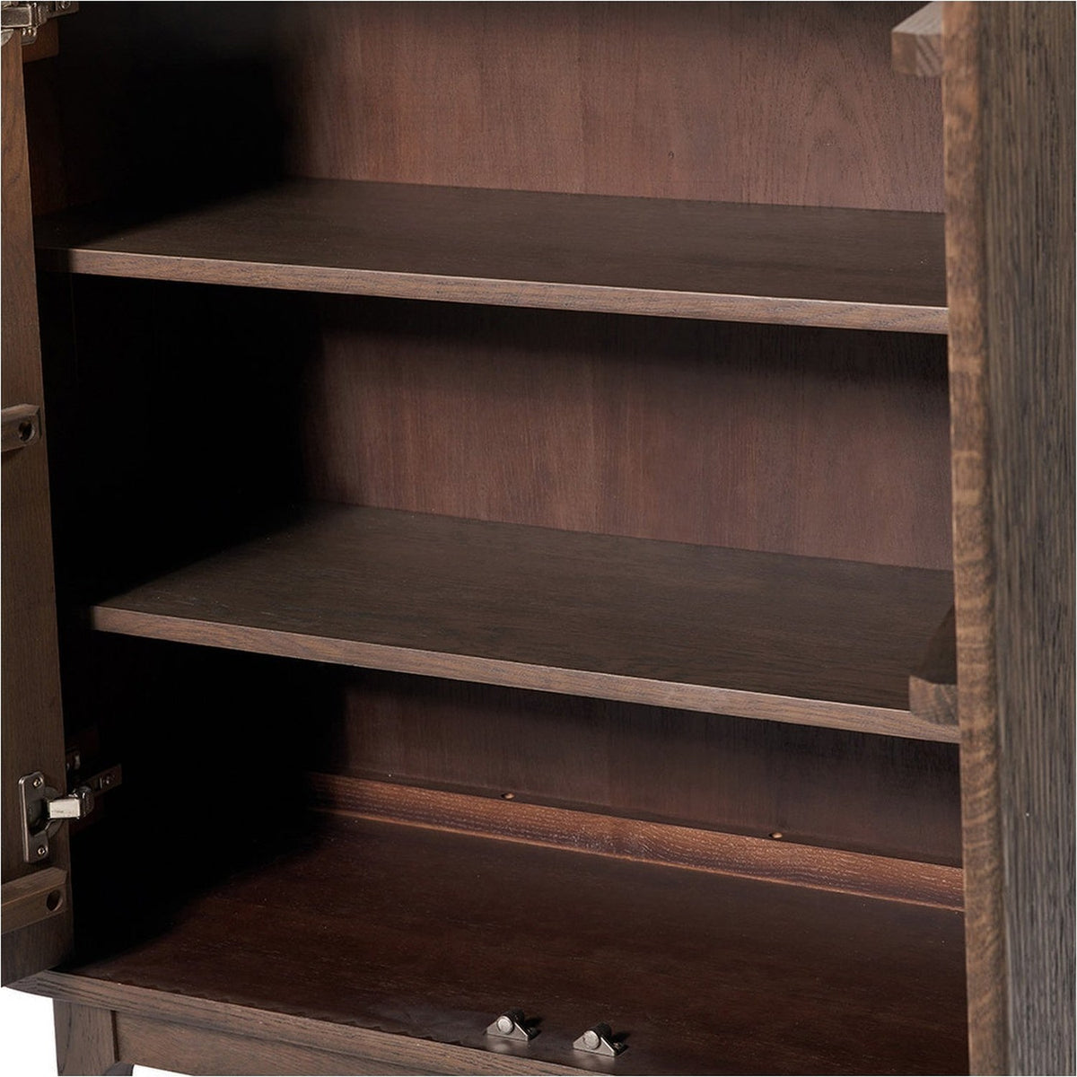 Raie Dark Brown Ribbed Oak & Pine 2 Door Bar Cabinet - 100cm