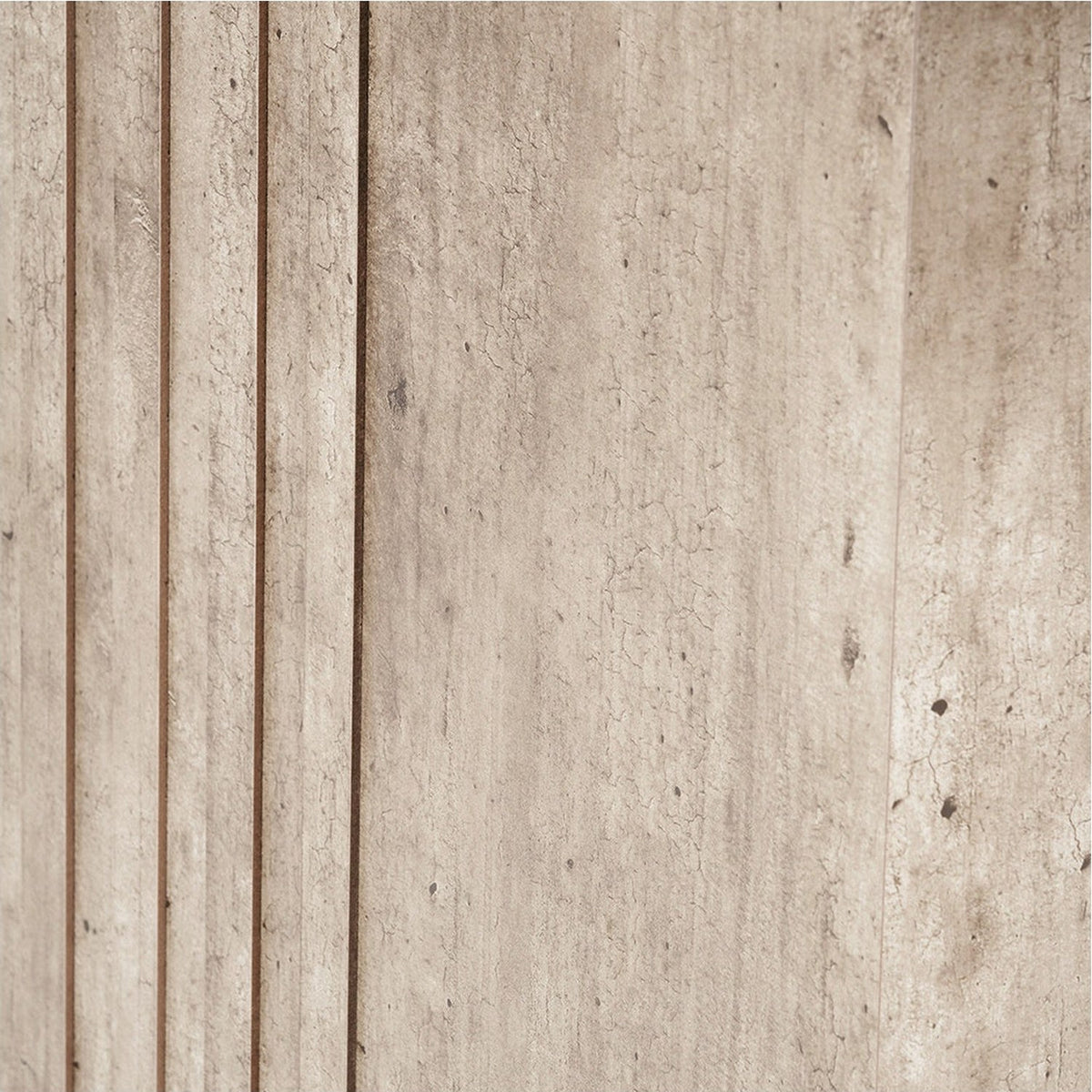 Close-up of the Elkton Console Table's top surface, showing concrete-effect wood veneer with vertical groove detailing in a light grey finish.