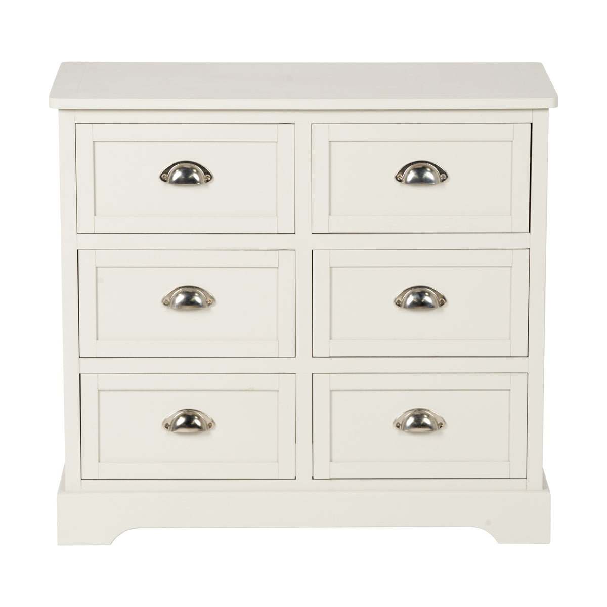 Croft Linen Pine 6 Drawer Unit, a white wooden chest of drawers with six cup-handled drawers in a 2x3 layout, shown on a plain white background.