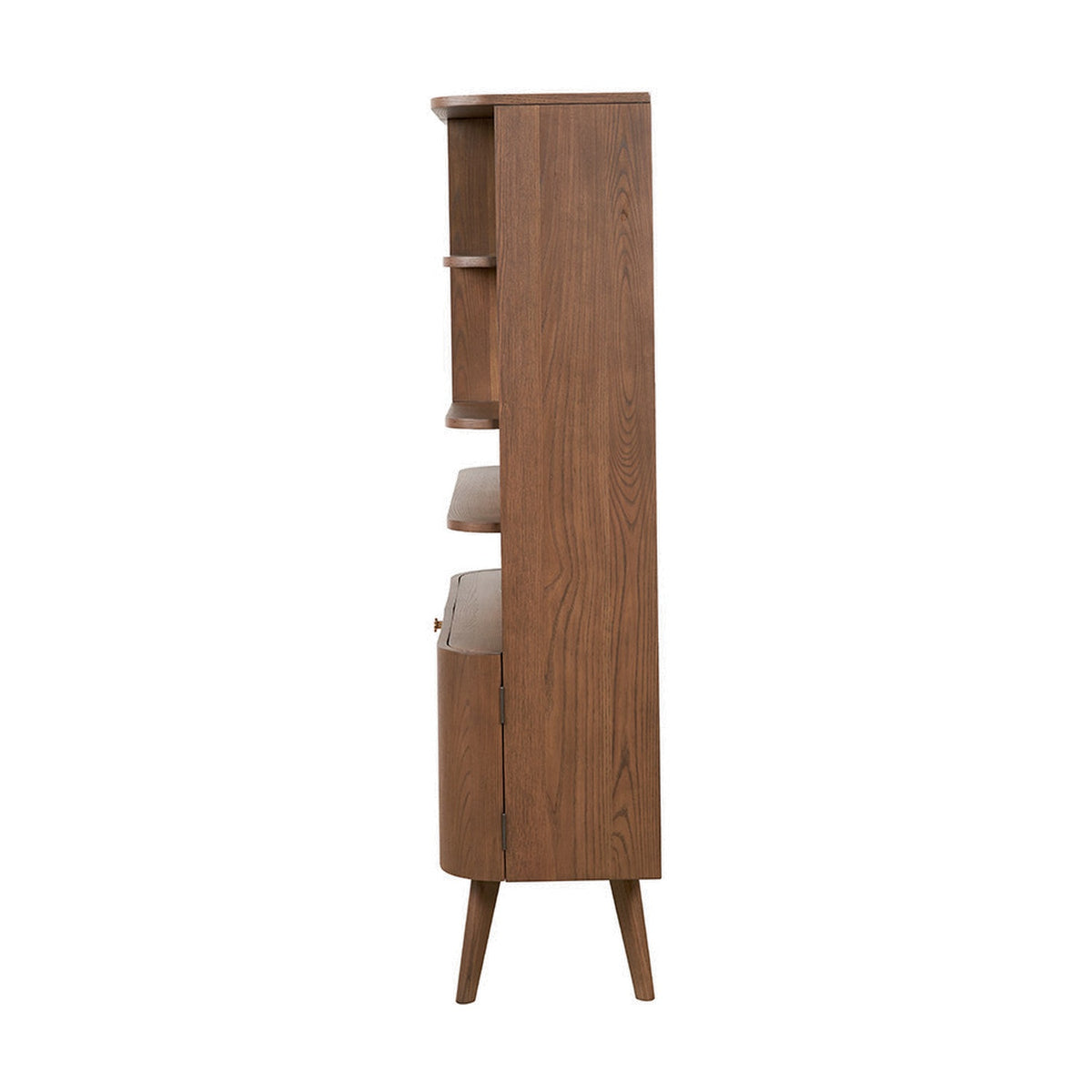 Elias Dark Ash Wood Retro 2 Door, 6 Niche Shelf Shelving Unit - 166cm