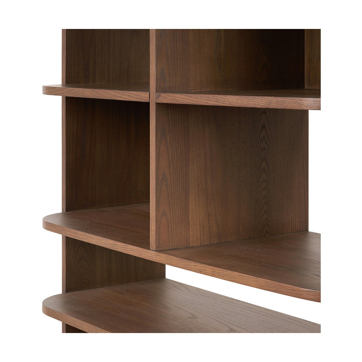 Elias Dark Ash Wood Retro 2 Door, 6 Niche Shelf Shelving Unit - 166cm