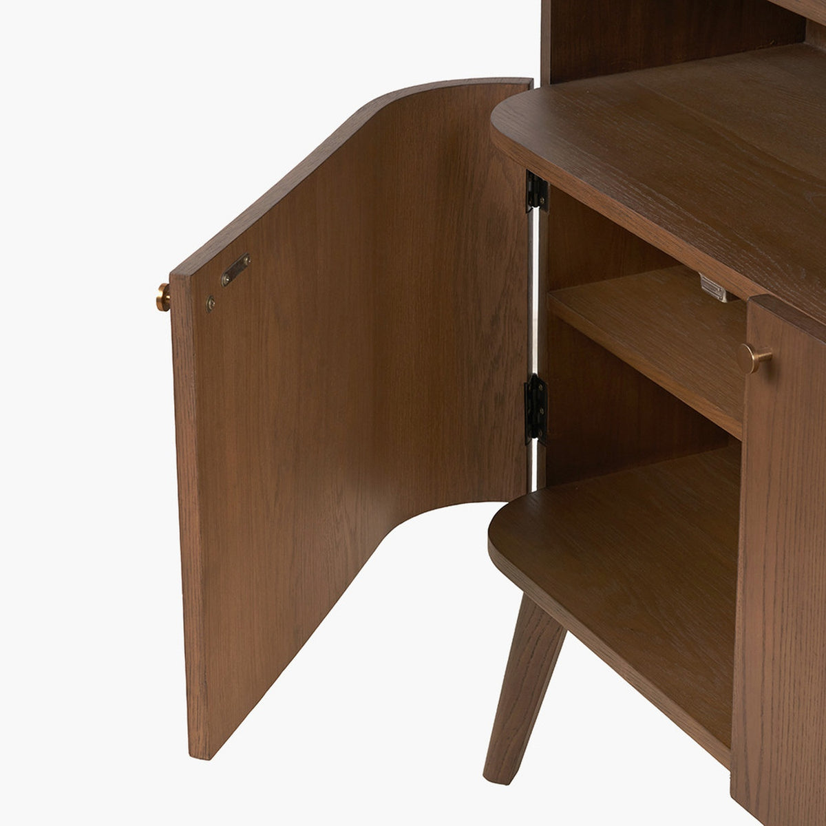 Elias Dark Ash Wood Retro 2 Door, 6 Niche Shelf Shelving Unit - 166cm