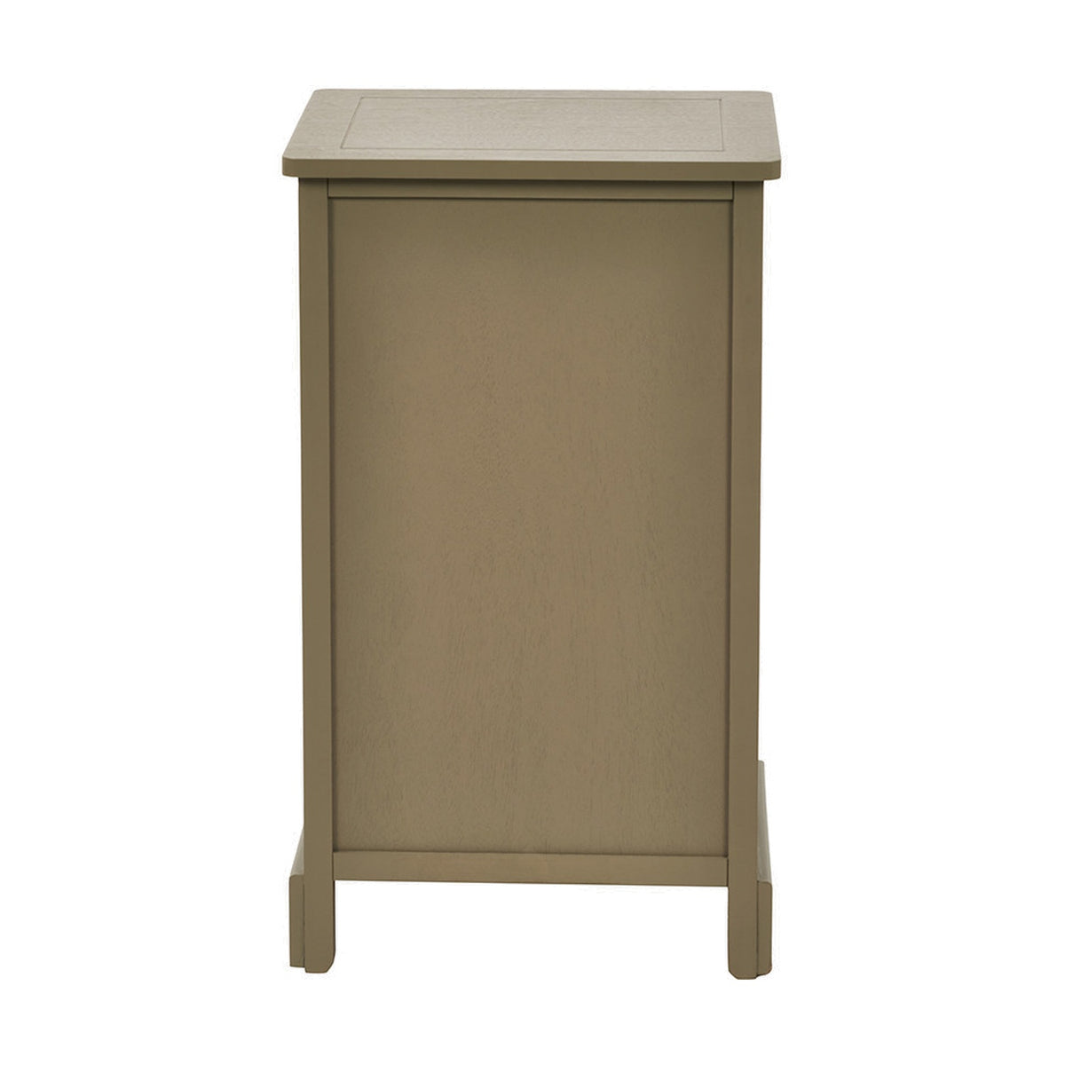 Croft Olive Pine 3 Drawer Unit - 70cm, side view showing solid wood panel construction in an olive green finish with tapered legs, on a plain white background.