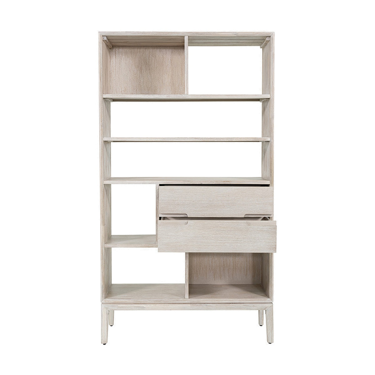 Gio White Sand Acacia 2 Drawer, 7 Niche Shelf Shelving Unit - 180cm