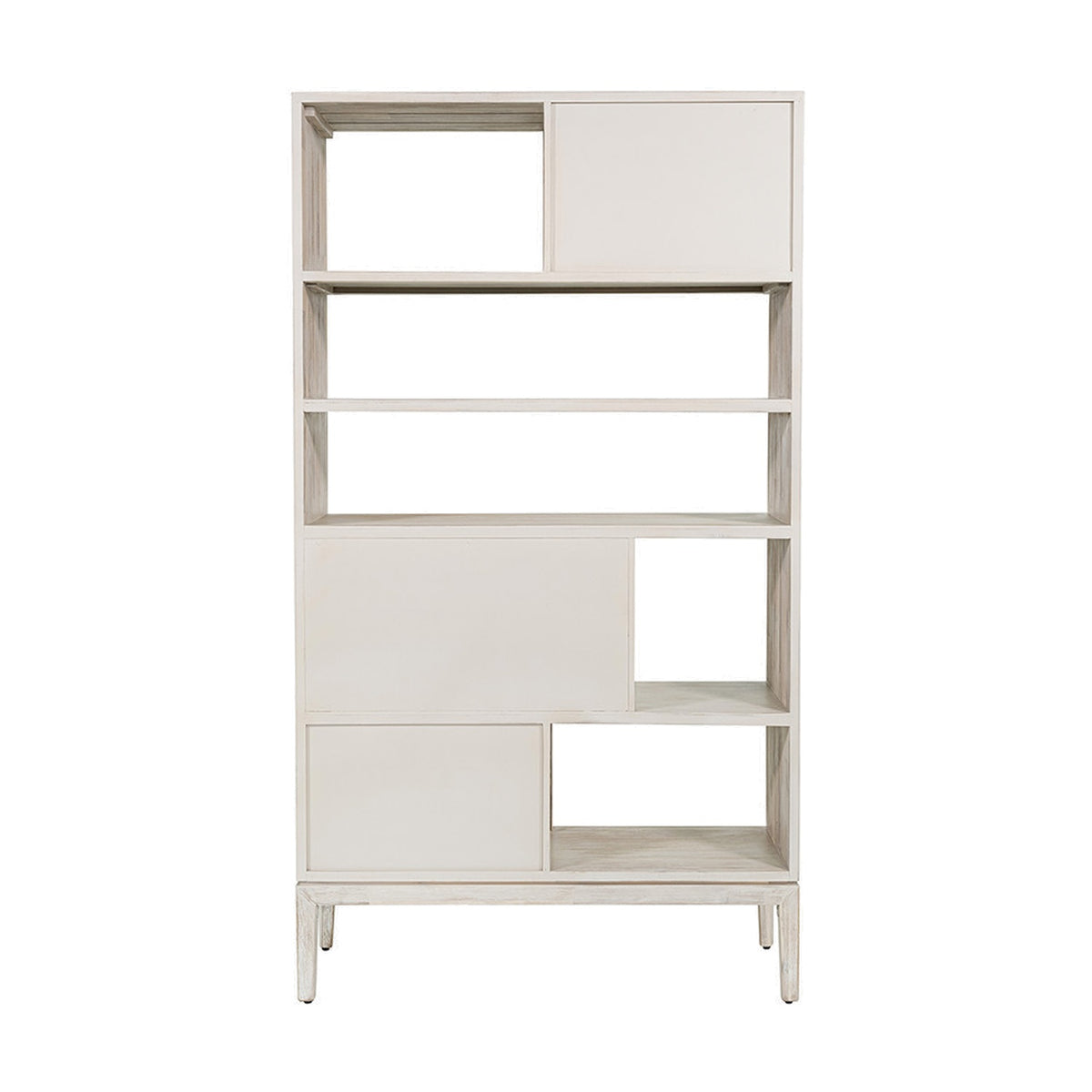 Gio White Sand Acacia 2 Drawer, 7 Niche Shelf Shelving Unit - 180cm