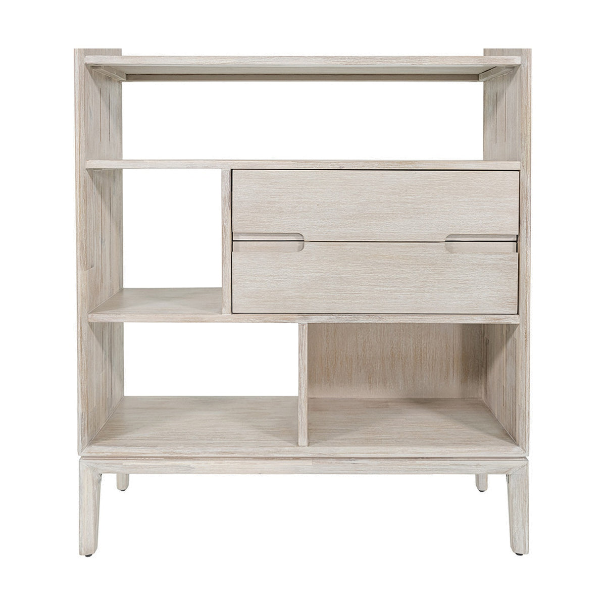 Gio White Sand Acacia 2 Drawer, 7 Niche Shelf Shelving Unit - 180cm