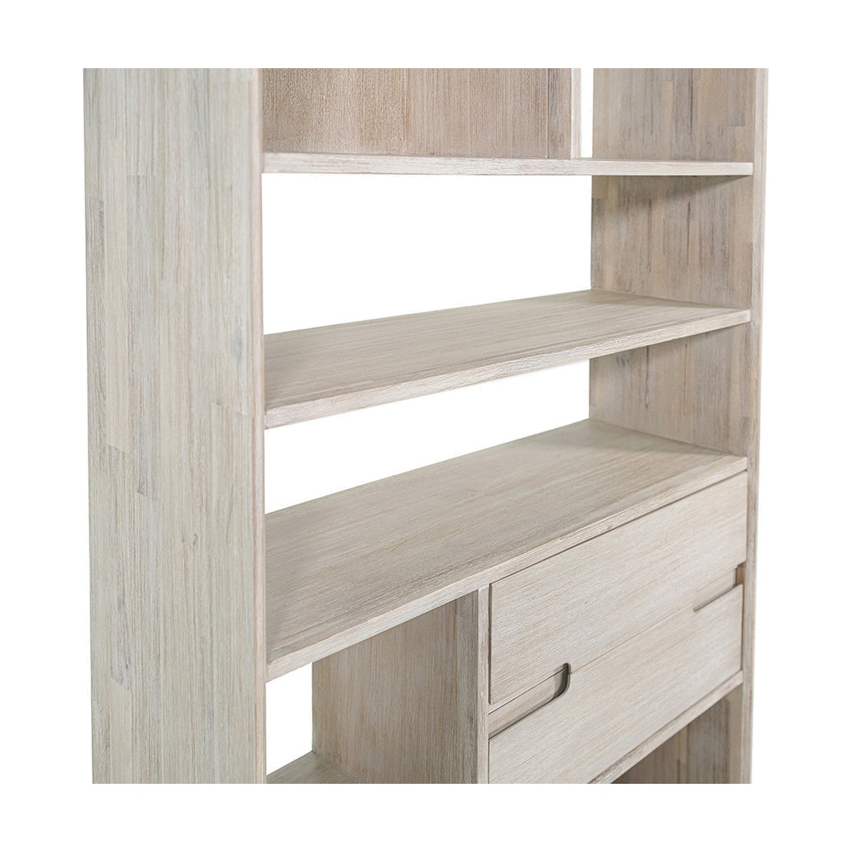 Gio White Sand Acacia 2 Drawer, 7 Niche Shelf Shelving Unit - 180cm