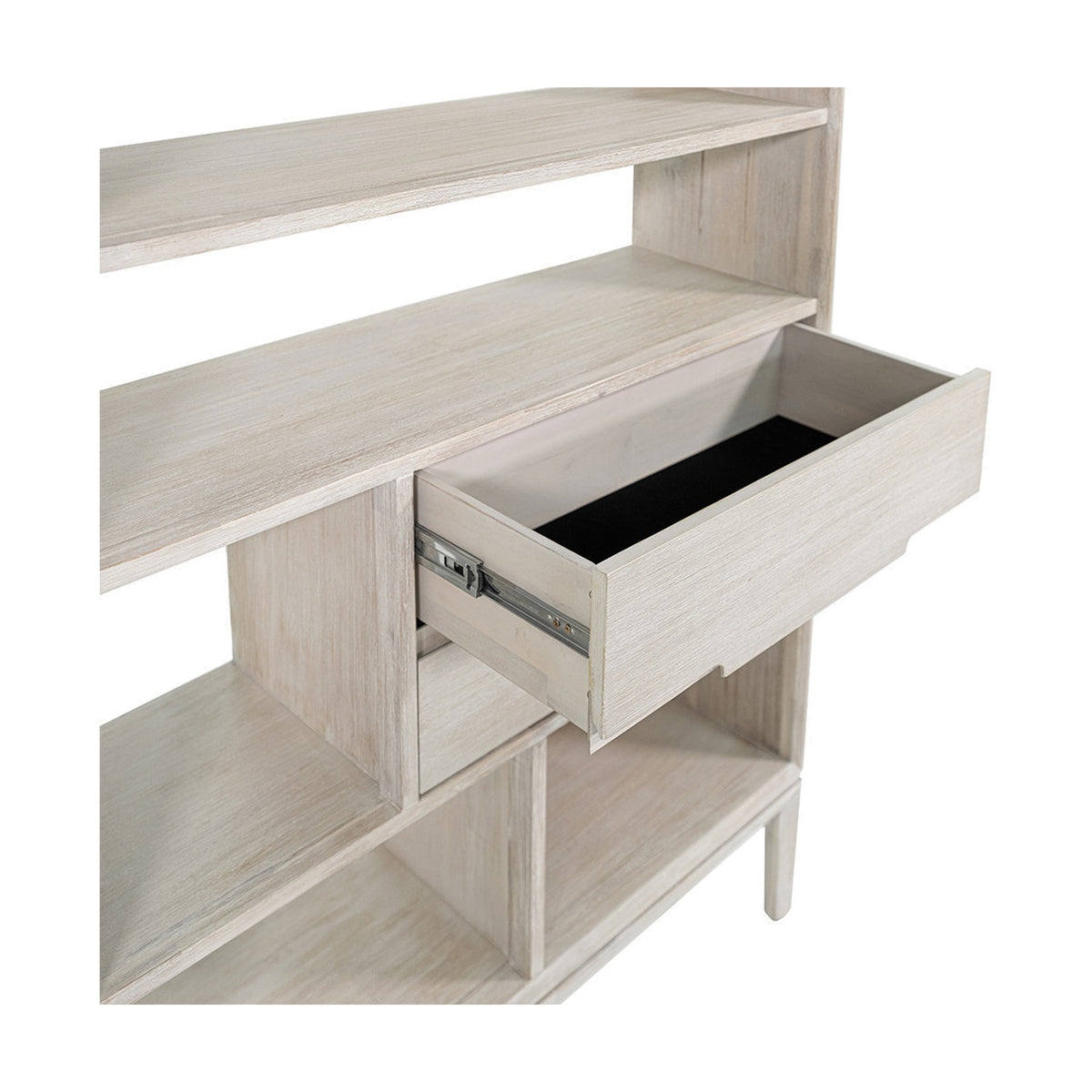 Gio White Sand Acacia 2 Drawer, 7 Niche Shelf Shelving Unit - 180cm