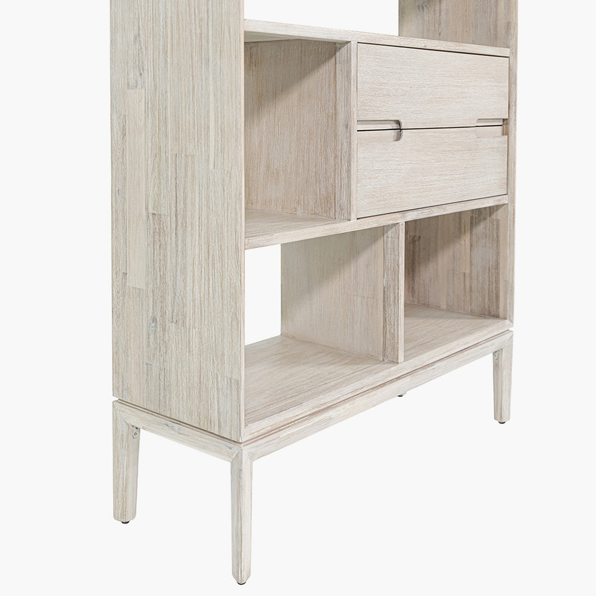 Gio White Sand Acacia 2 Drawer, 7 Niche Shelf Shelving Unit - 180cm