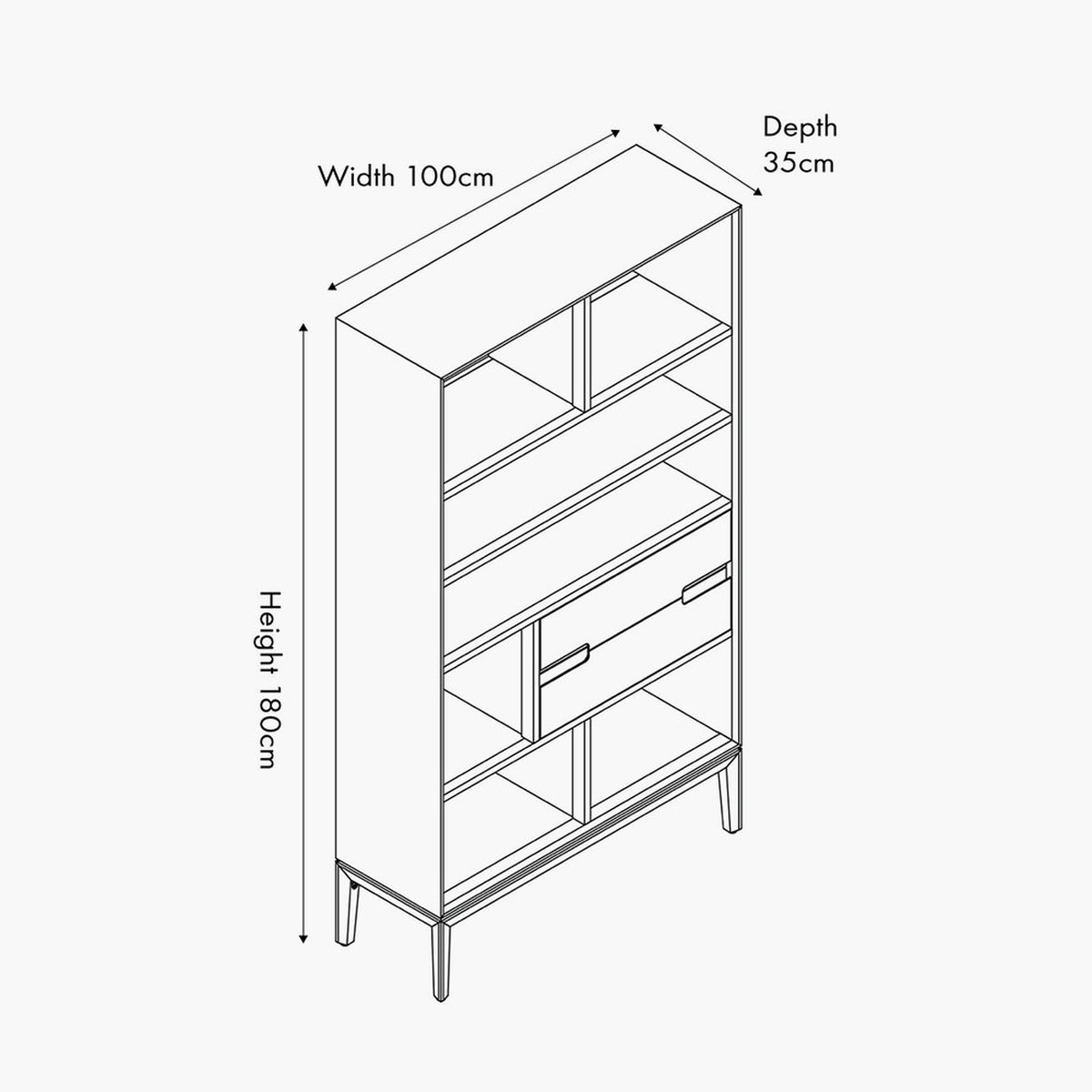 Gio White Sand Acacia 2 Drawer, 7 Niche Shelf Shelving Unit - 180cm
