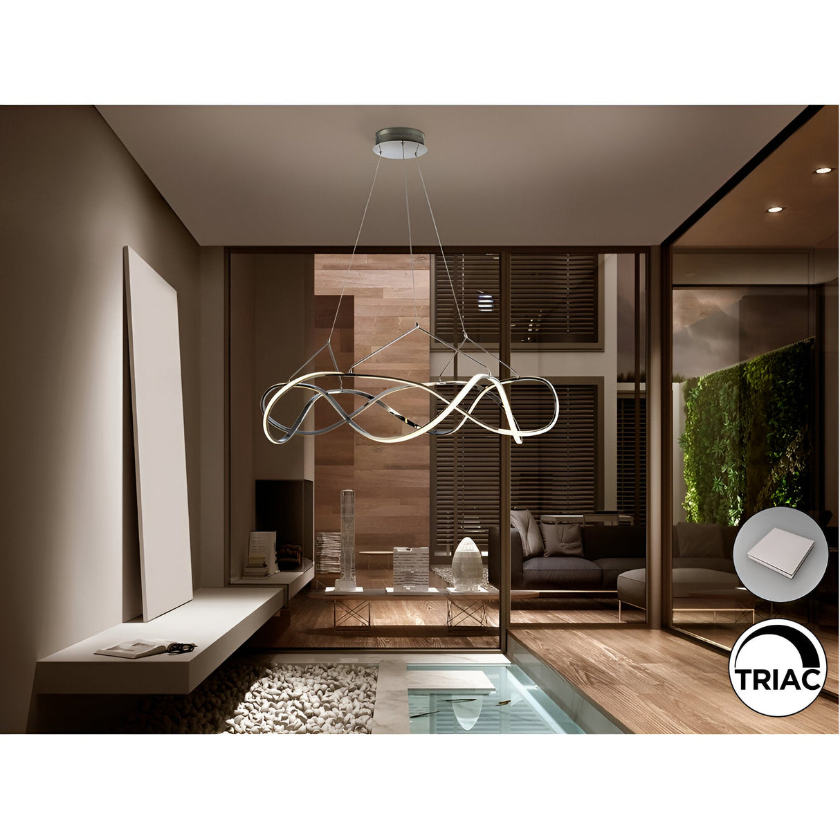 Molly Dimmable LED Large Circular Suspension Light - Chrome (With Remote Control)