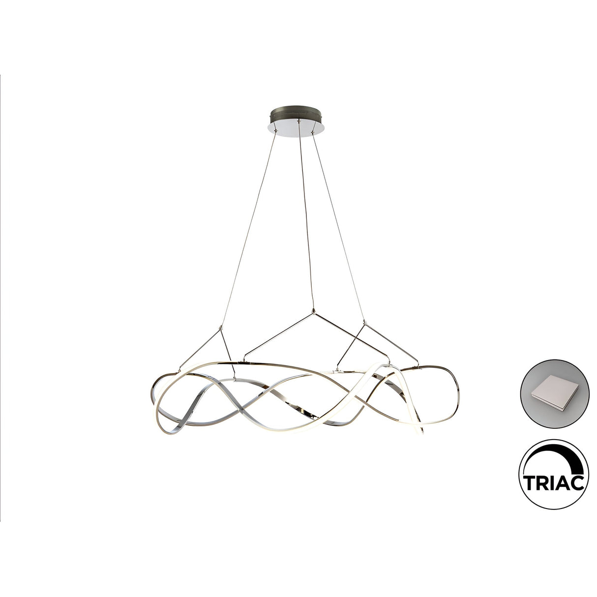 Molly Dimmable LED Large Circular Suspension Light - Chrome (With Remote Control)