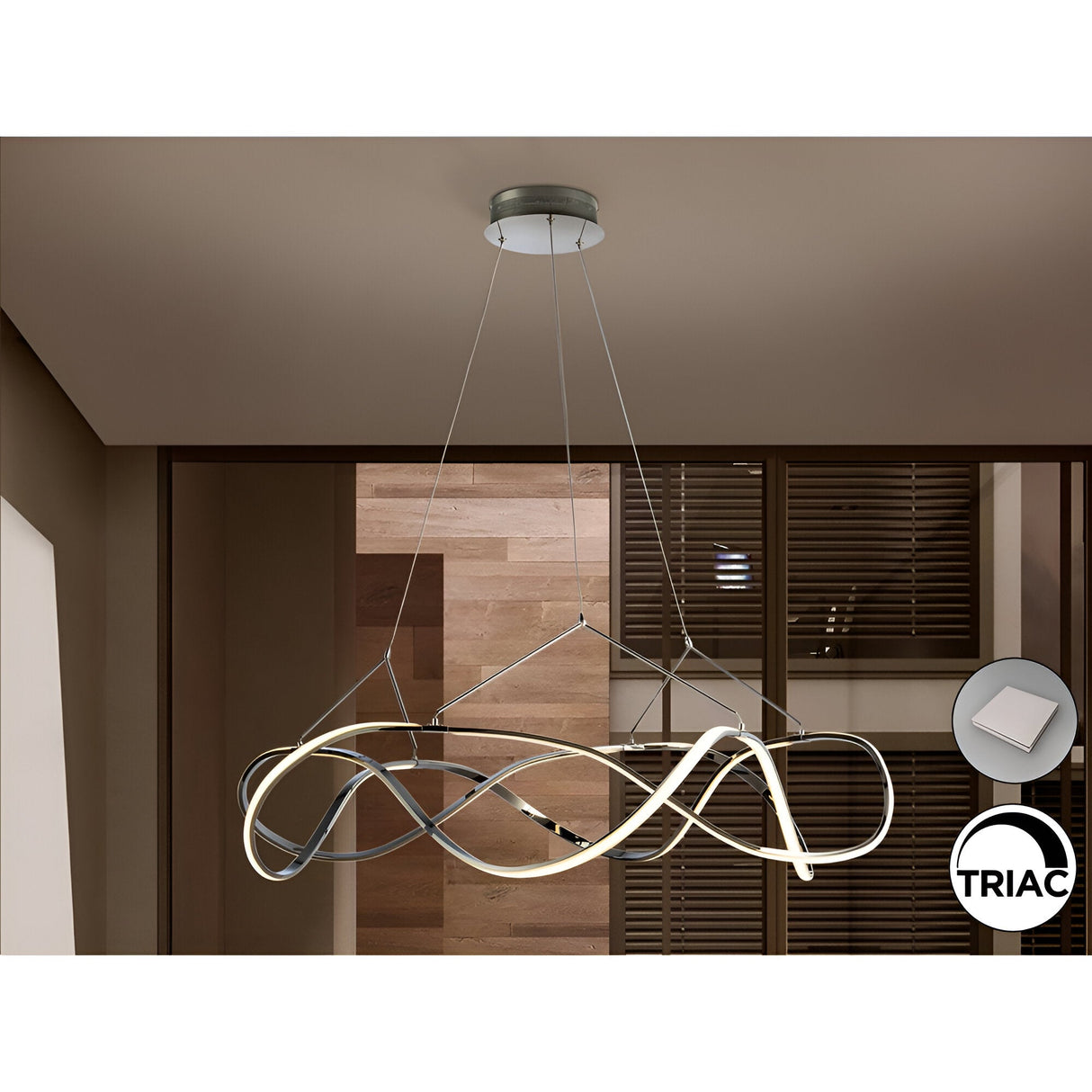Molly Dimmable LED Large Circular Suspension Light - Chrome (With Remote Control)
