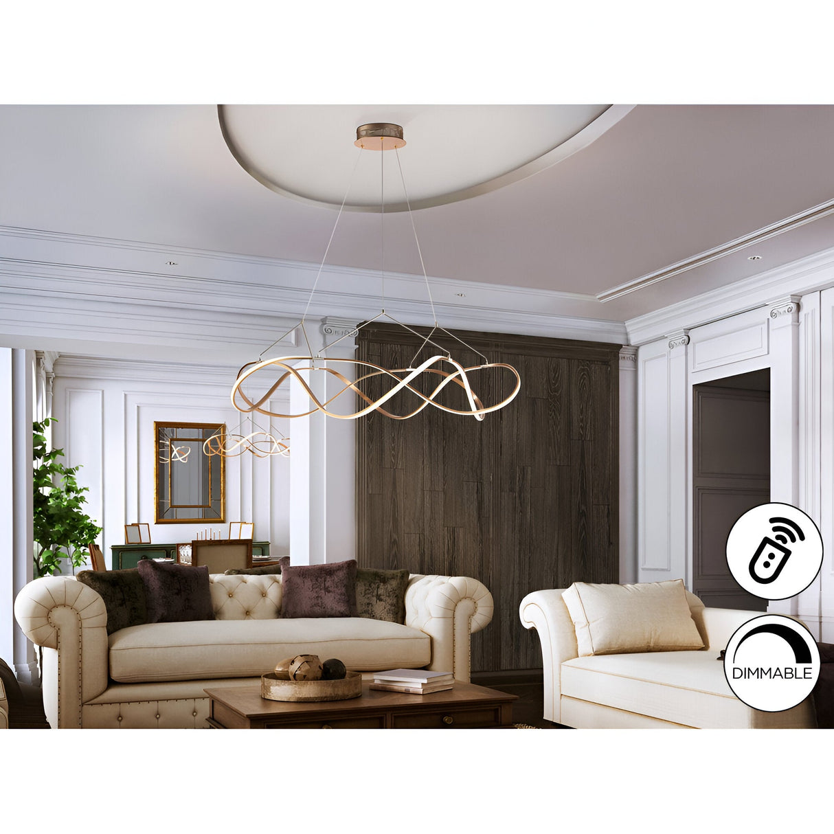 Molly Dimmable LED Large Circular Suspension Light - Rose Gold