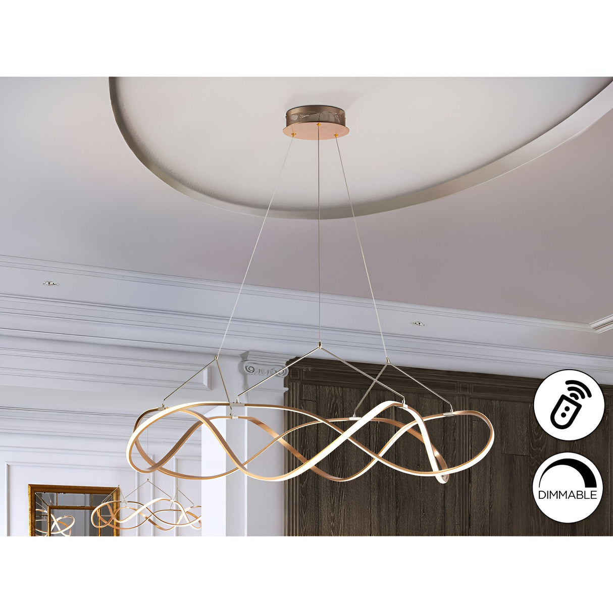 Molly Dimmable LED Large Circular Suspension Light - Rose Gold