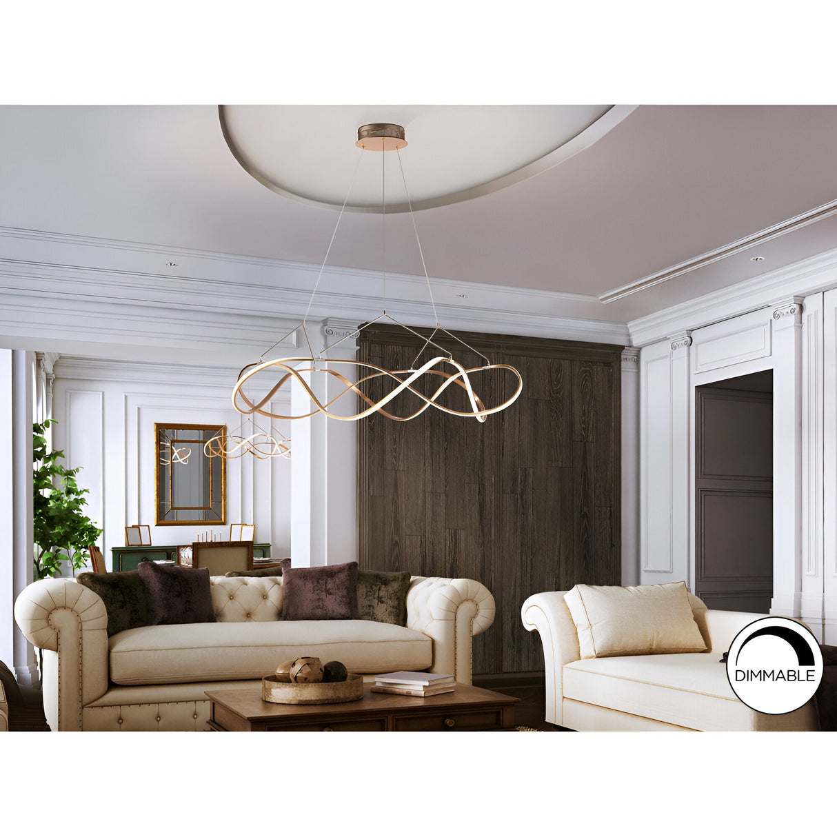 Molly Dimmable LED Circular Suspension Light 63W 3000K - Rose Gold