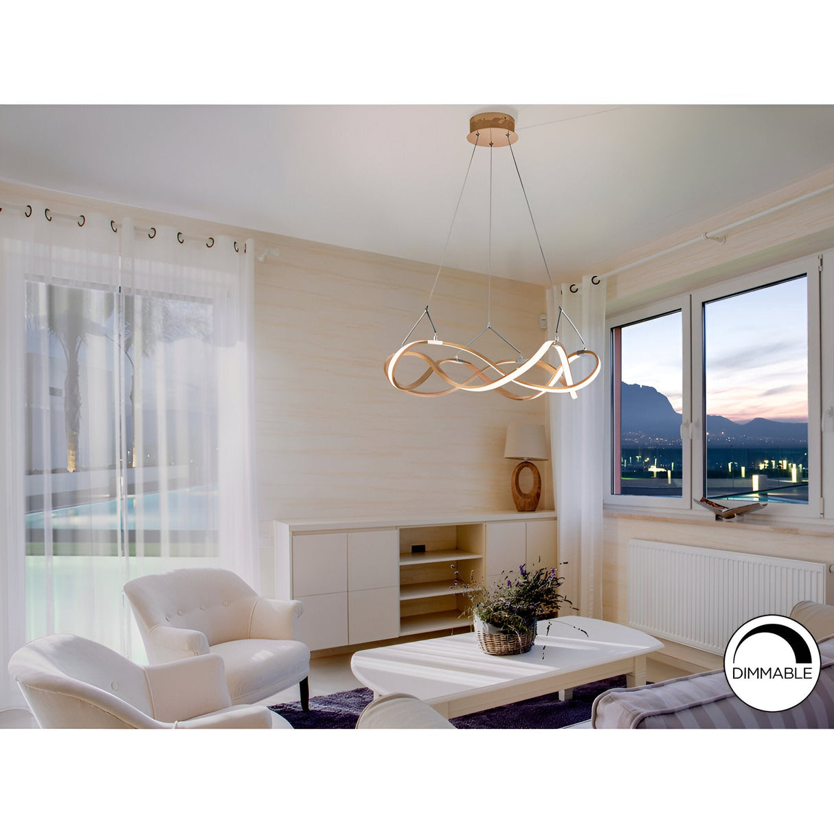 Molly Dimmable LED Small Circular Suspension Light - Rose Gold