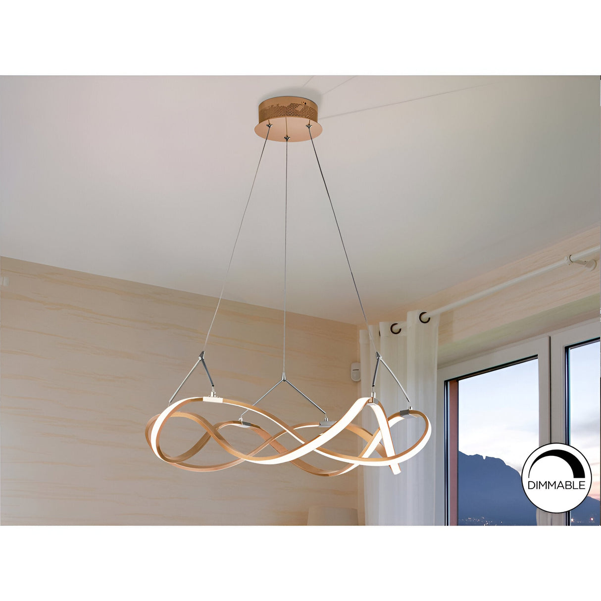 Molly Dimmable LED Small Circular Suspension Light - Rose Gold
