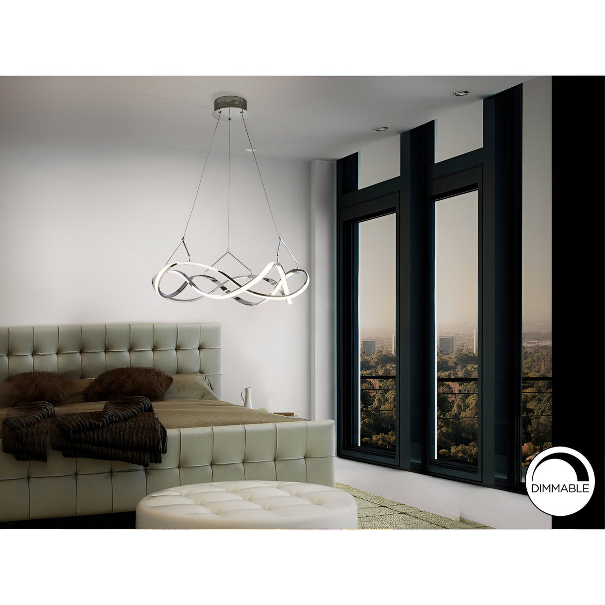 Molly Dimmable LED Small Circular Suspension Light - Chrome