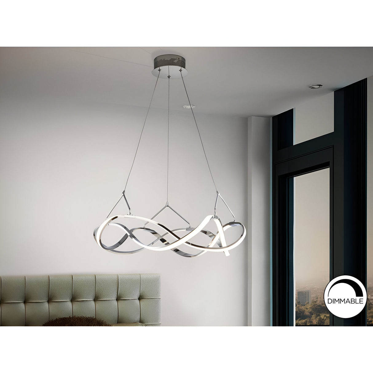 Molly Dimmable LED Small Circular Suspension Light - Chrome