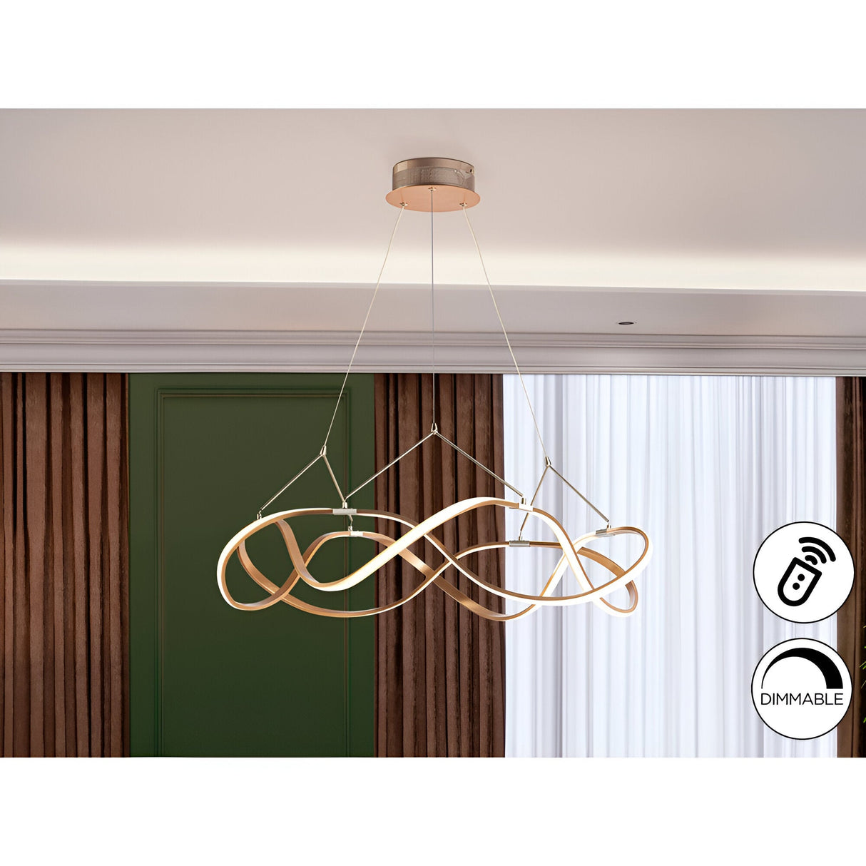 Molly Dimmable LED Medium Circular Suspension Light - Rose Gold (With Remote Control)
