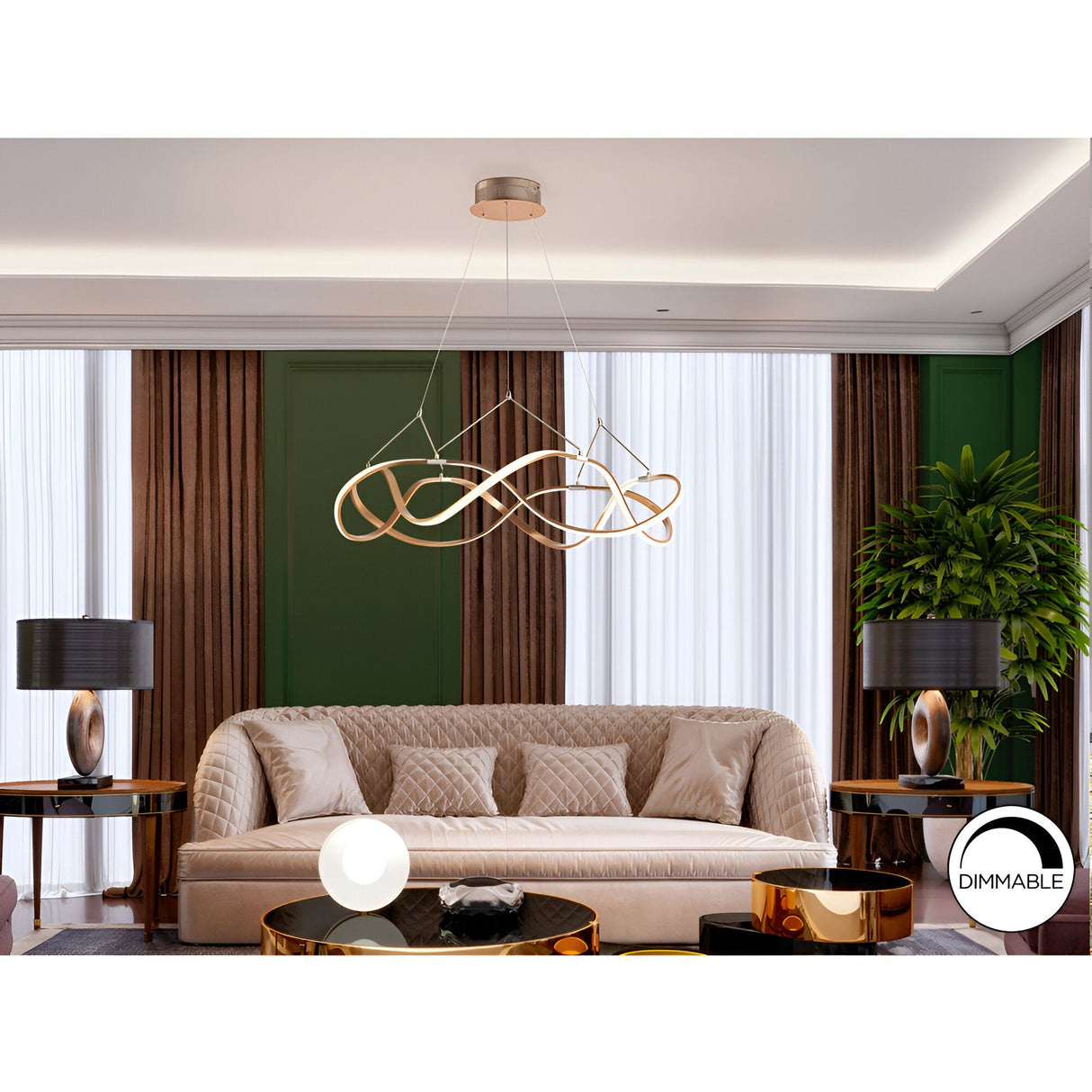 Molly Dimmable LED Medium Circular Suspension Light - Rose Gold