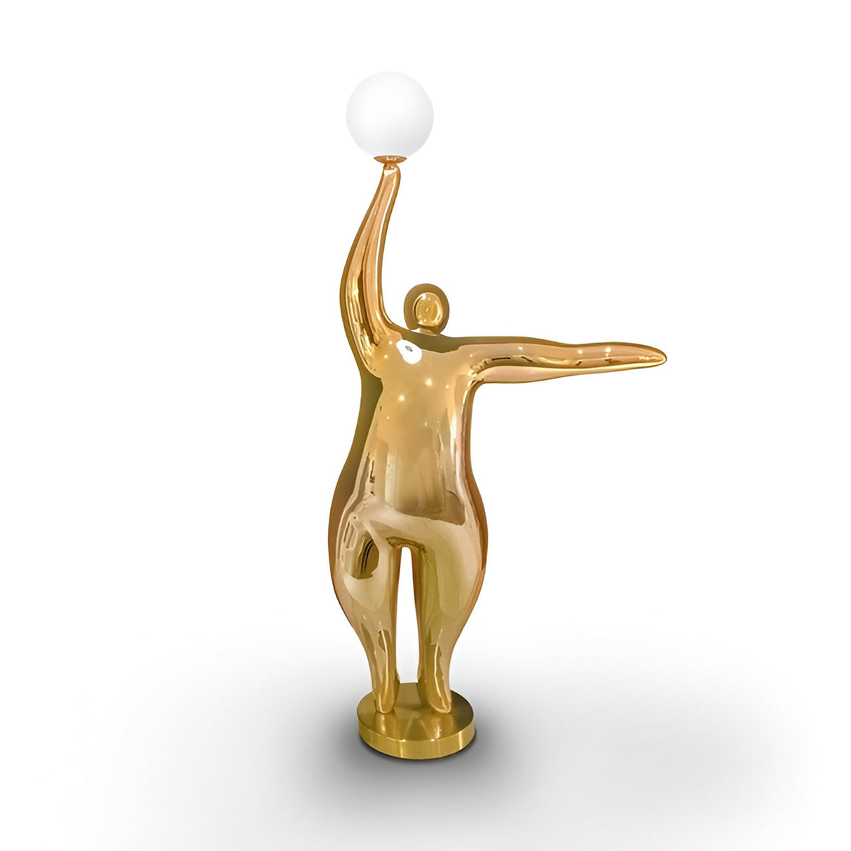 El Globo Gold Sculpture With LED Opal Sphere Light - 81cm