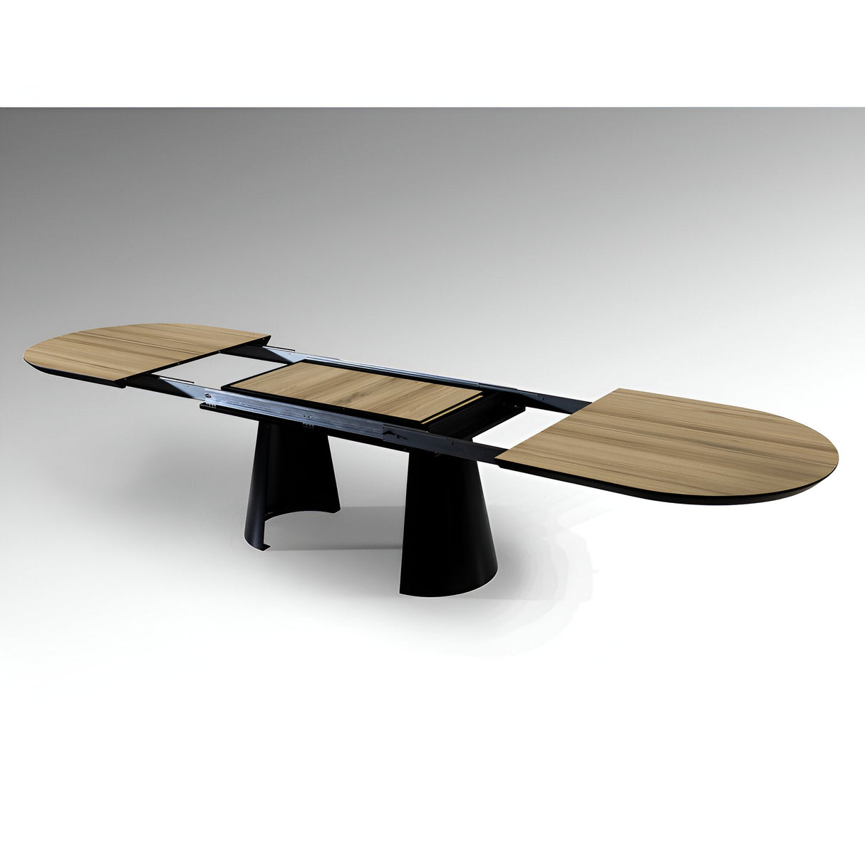 Capri 12–14 Seater Wood & Metal Extendable Dining Table – Black & Brown