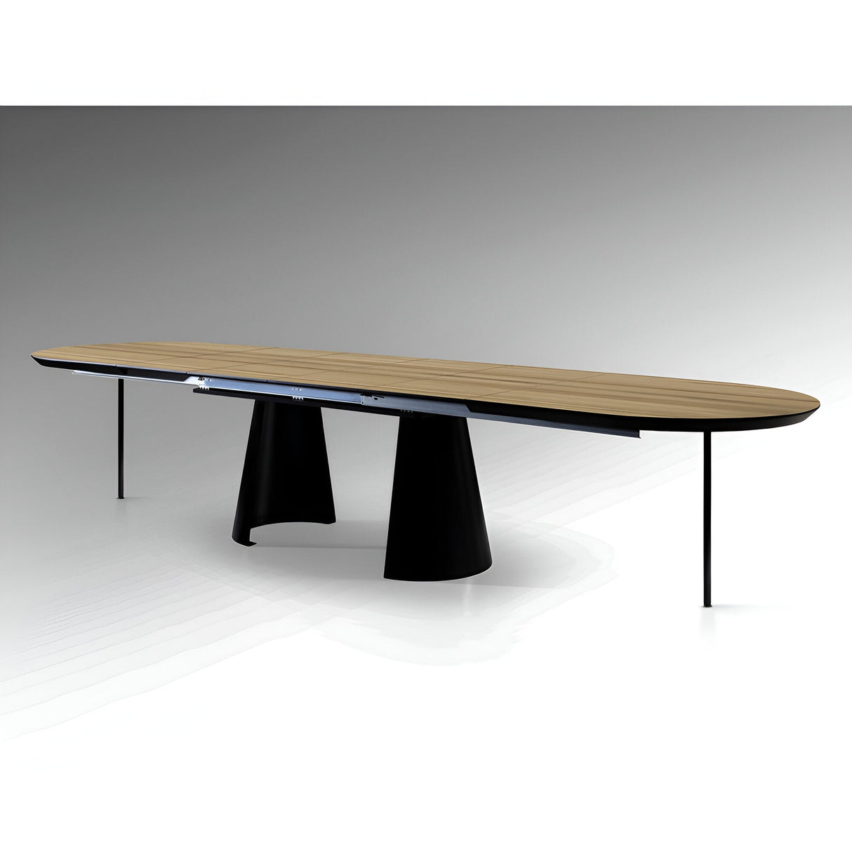 Capri 12–14 Seater Wood & Metal Extendable Dining Table – Black & Brown