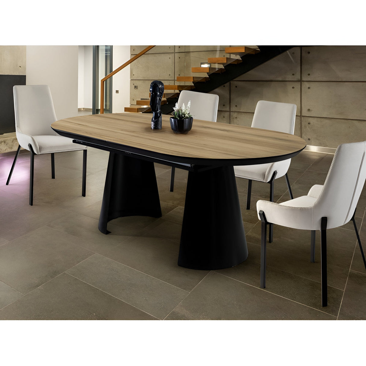 Capri 12–14 Seater Wood & Metal Extendable Dining Table – Black & Brown